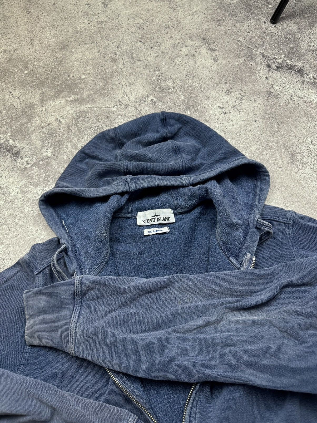 Stone Island Vintage Stone Island Garment Dyed Zip Hoodie Washed Blue Y2K Size US M / EU 48-50 / 2 - 12 Thumbnail