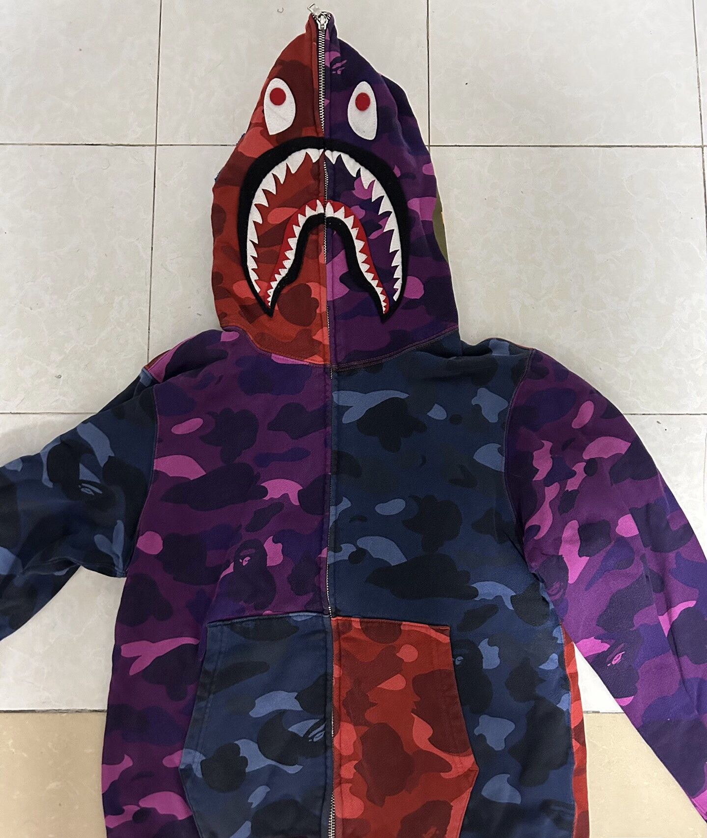 Bape Color Camo Crazy Shark Full Zip Hoodie Size US M / EU 48-50 / 2 - 1 Thumbnail
