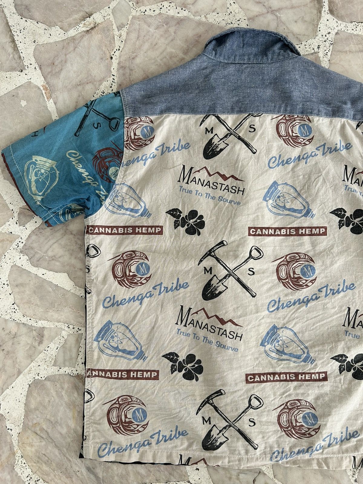 Manastash Chenga Tribe Overprint Cannabis Hemp Button Up Shirt Size US M / EU 48-50 / 2 - 11 Thumbnail