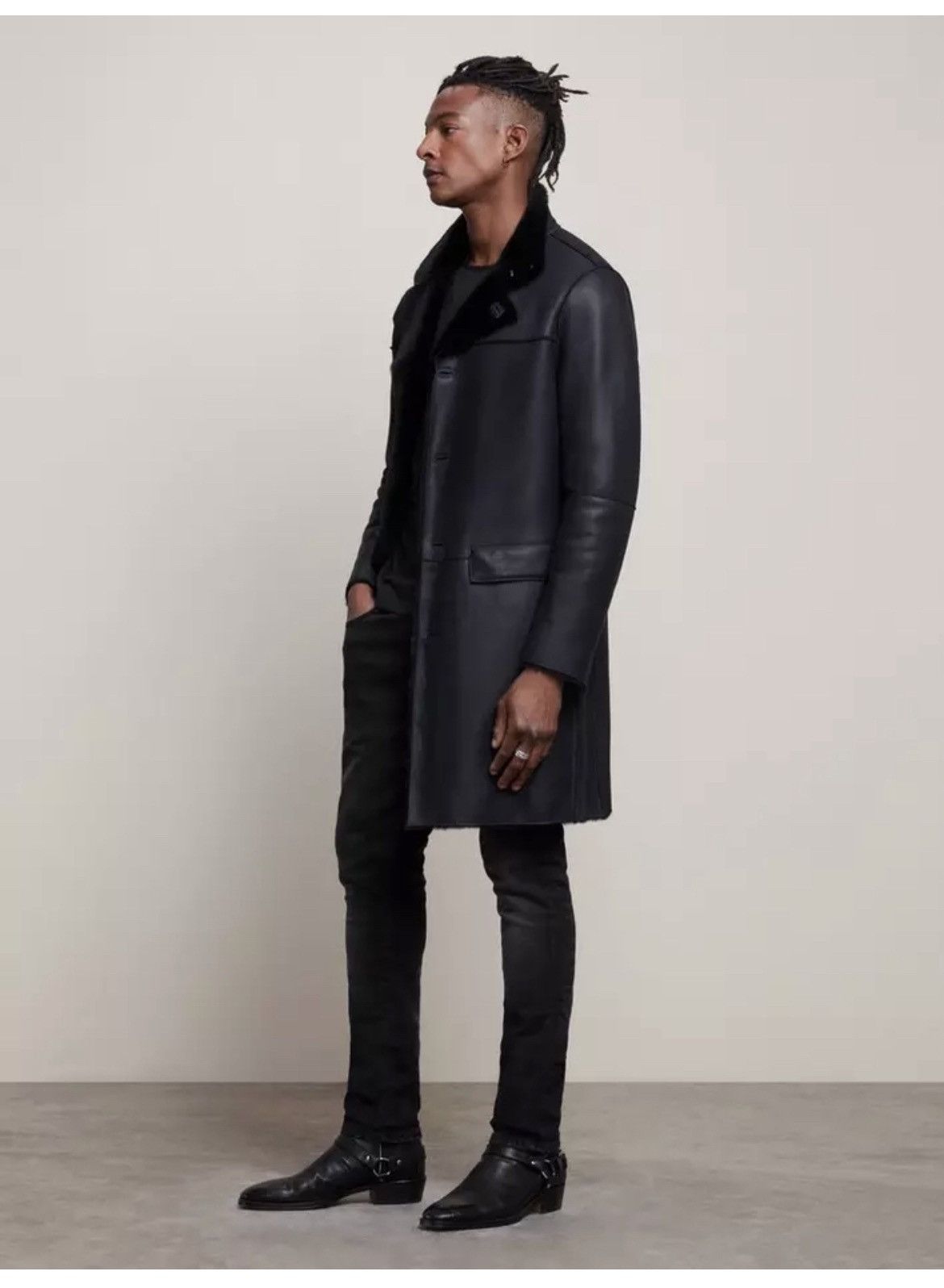 John Varvatos Asymmetrical Shearling Coat. 46 Size US S / EU 44-46 / 1 - 1 Thumbnail