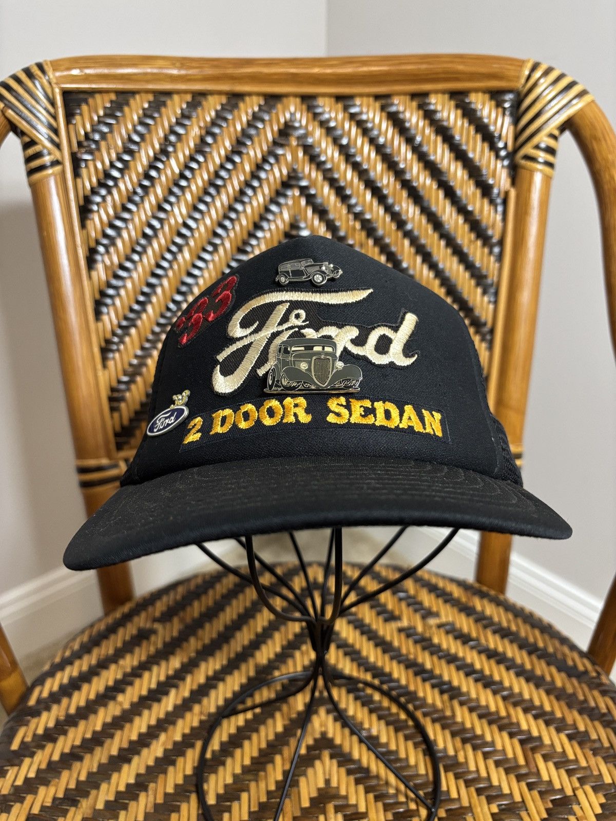 Ford Vintage Ford 2 Door Sedan Snapback Trucker Hat Patch Pins Size ONE SIZE - 1 Thumbnail