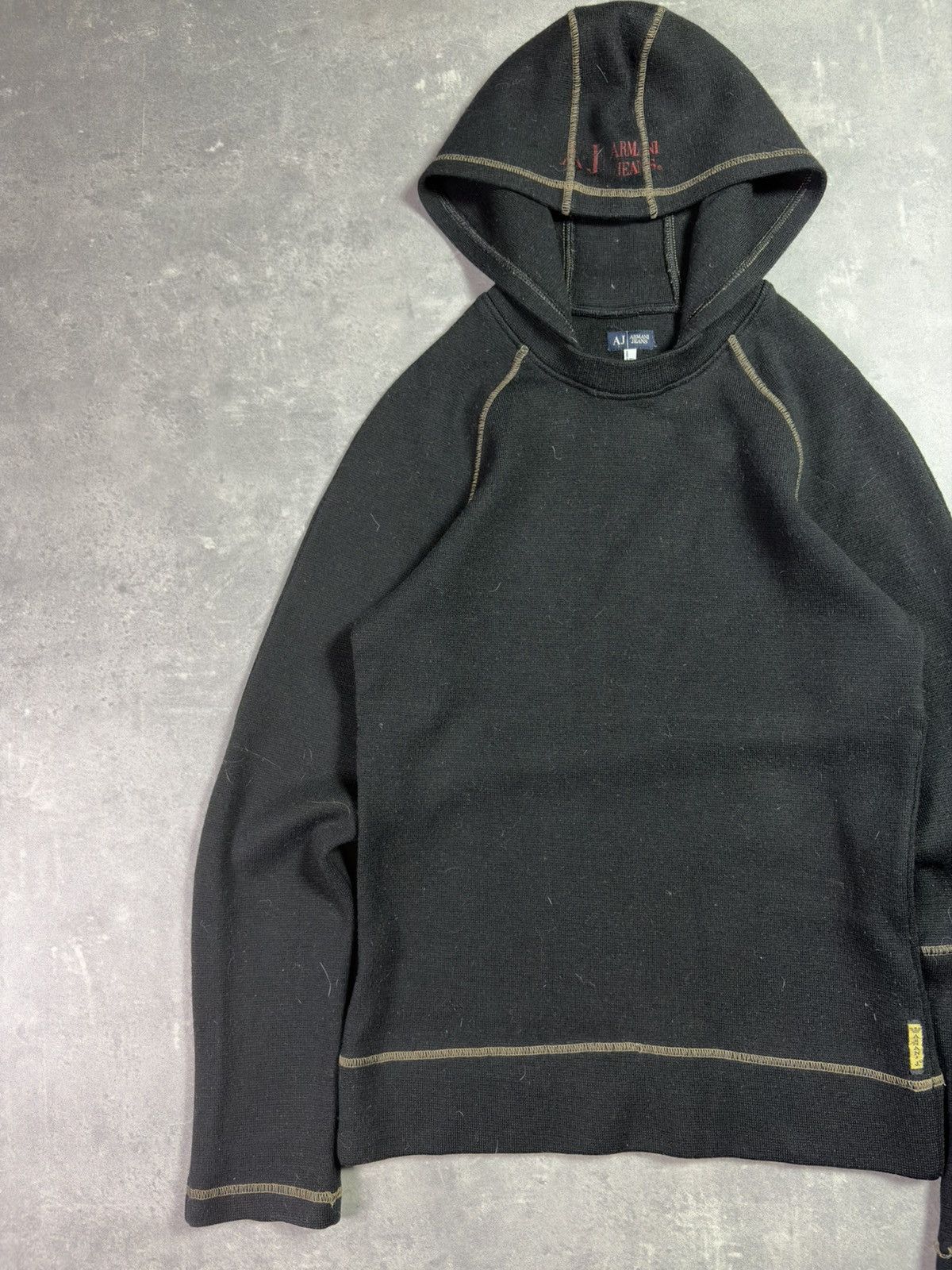 Armani 00s Armani Jeans Slim Fit Big Hood Archival Wool Hoodie M L Size US M / EU 48-50 / 2 - 3 Thumbnail