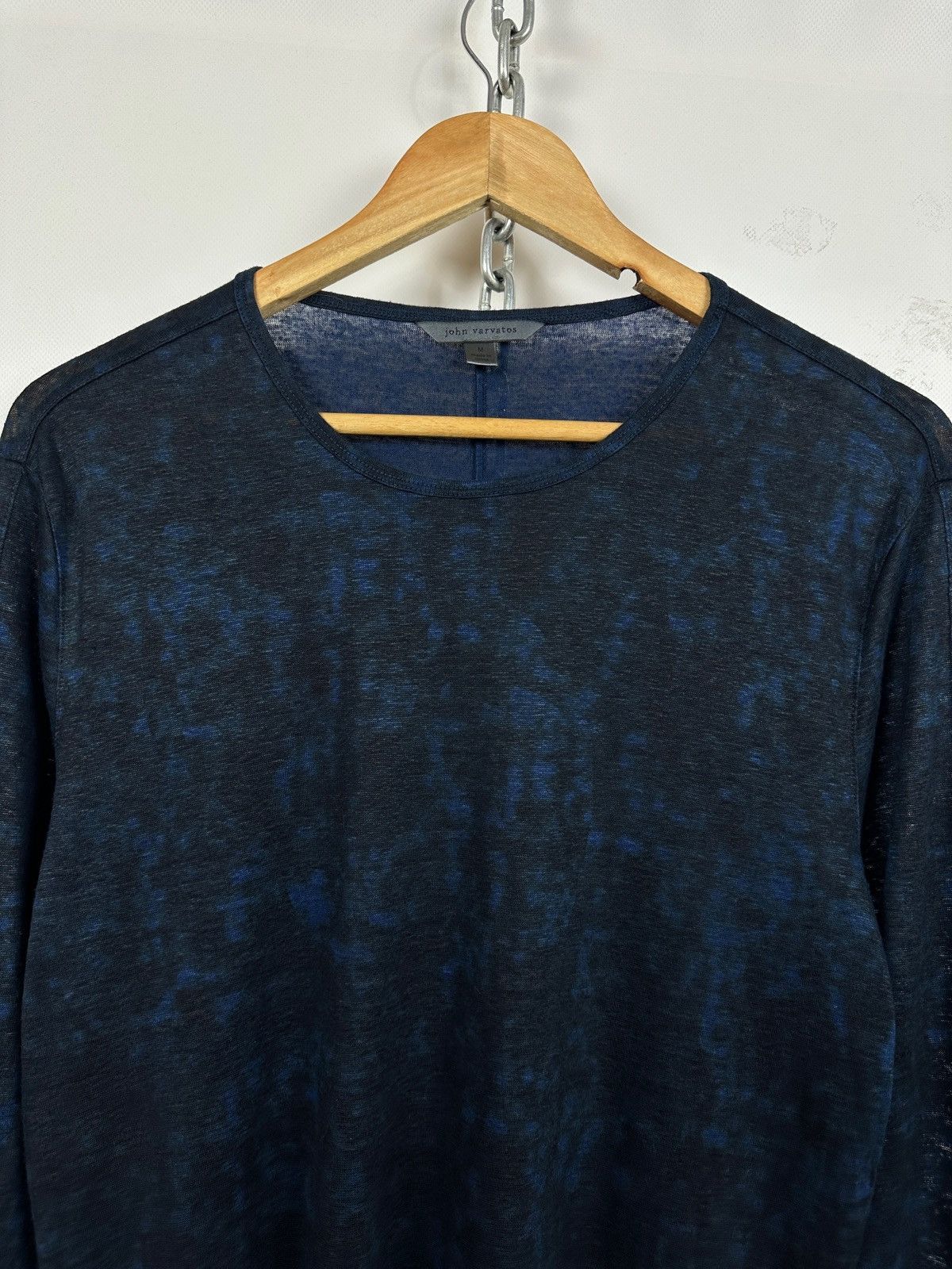 John Varvatos John Varvatos Linen Crewneck Black/Blue Long Sleeve T-Shirt Size US M / EU 48-50 / 2 - 7 Thumbnail