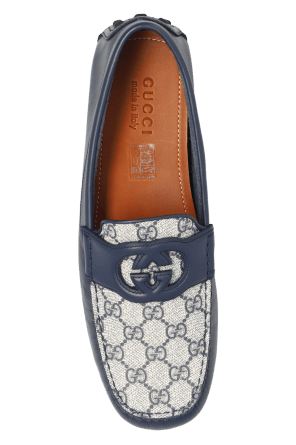 Gucci o1mt1gz0425 Men's Interlocking Loafers in Navy & Light Beige Size US 12.5 / EU 45-46 - 6 Thumbnail