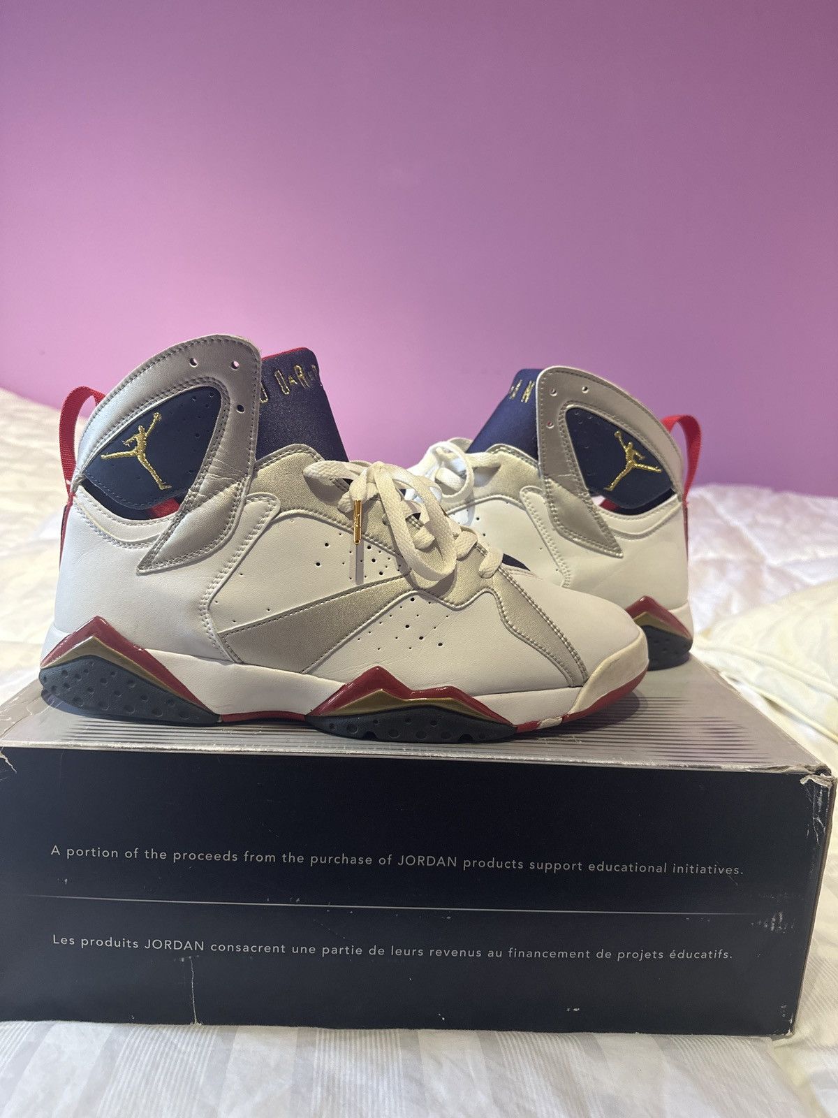 image of Jordan Nike 2004 Olympic 7S Shoes in White, Men's (Size 11)