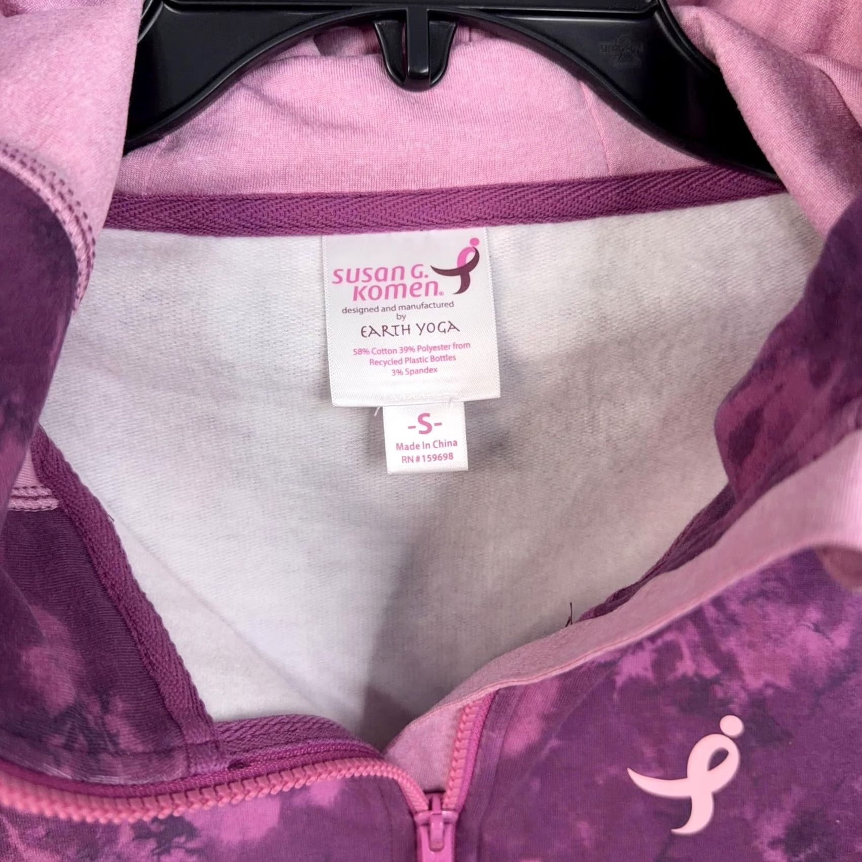 Vintage Susan G. Komen Hoodie Womens Small Purple Tie Dye Full Zip Fleece Awareness NWT Size S / US 4 / IT 40 - 4 Thumbnail