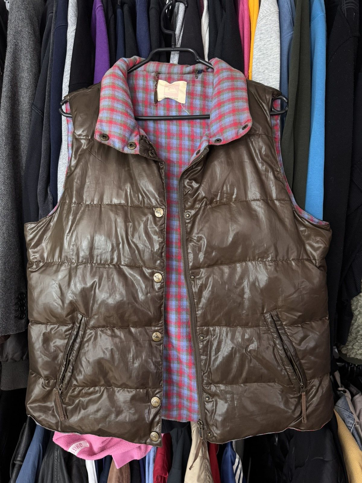 Quiksilver × Vintage Vintage Brown Puffer Vest Shiny Y2k skate swag hooks up drip Size US M / EU 48-50 / 2 - 1 Thumbnail