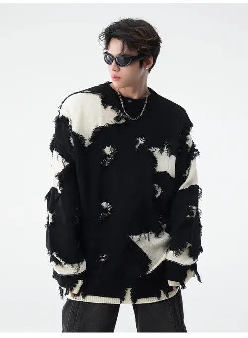 Japanese Brand × Vintage Retro hip hop star distressed oversized sweater knitwear Size US L / EU 52-54 / 3 - 3 Thumbnail