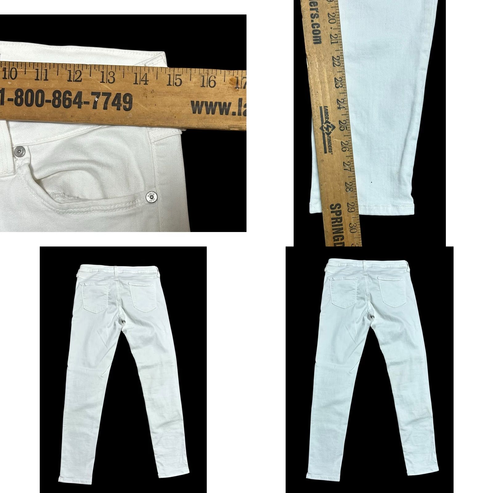 Vintage JUST BLACK Women's 30 Skinny Leg Solid White Denim Jean Pants Stretch 29" Inseam Size 30" / US 8 / IT 44 - 8 Thumbnail