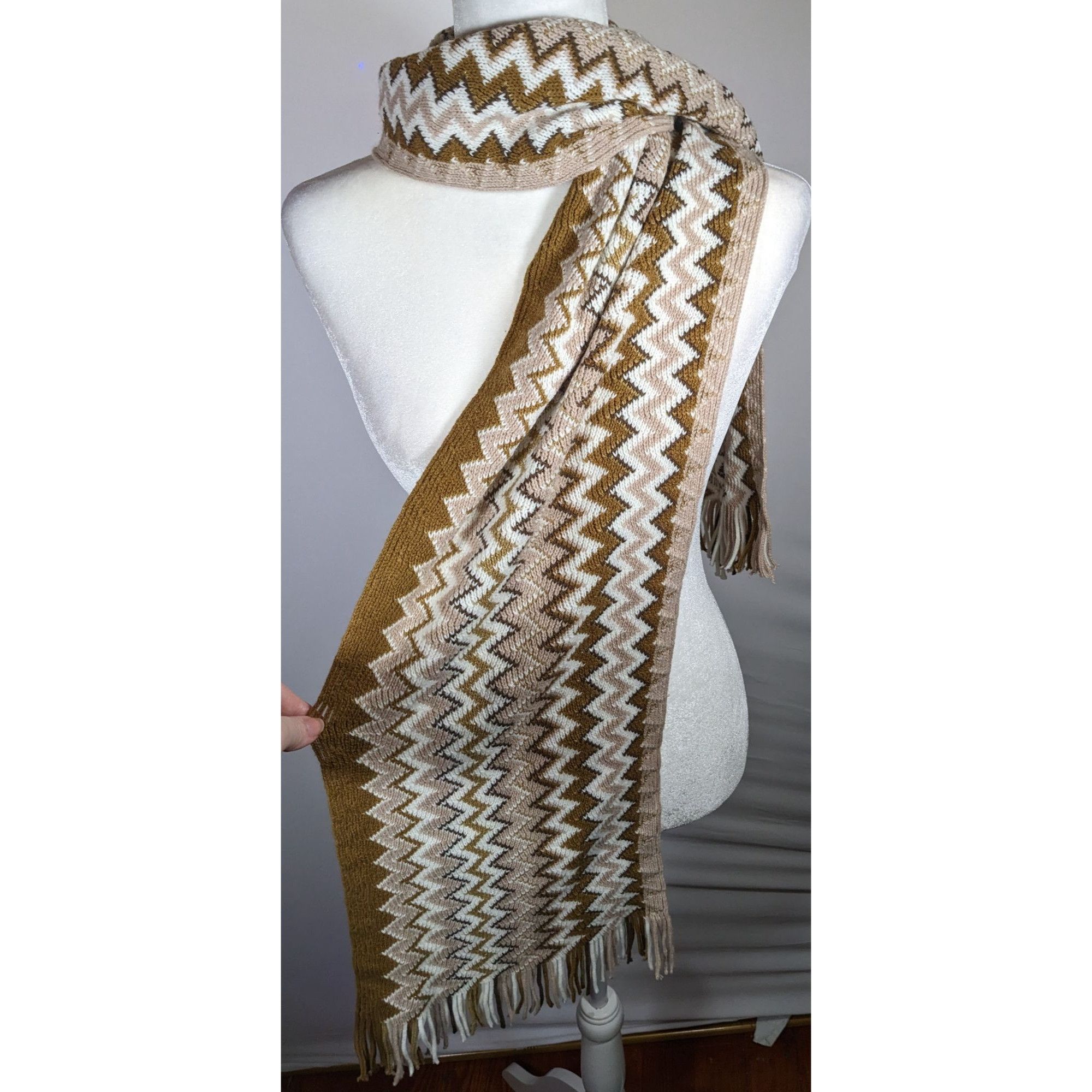 Other Accessory Network Tusk Combo Brown And Tan Zigzag Scarf Size ONE SIZE - 8 Thumbnail