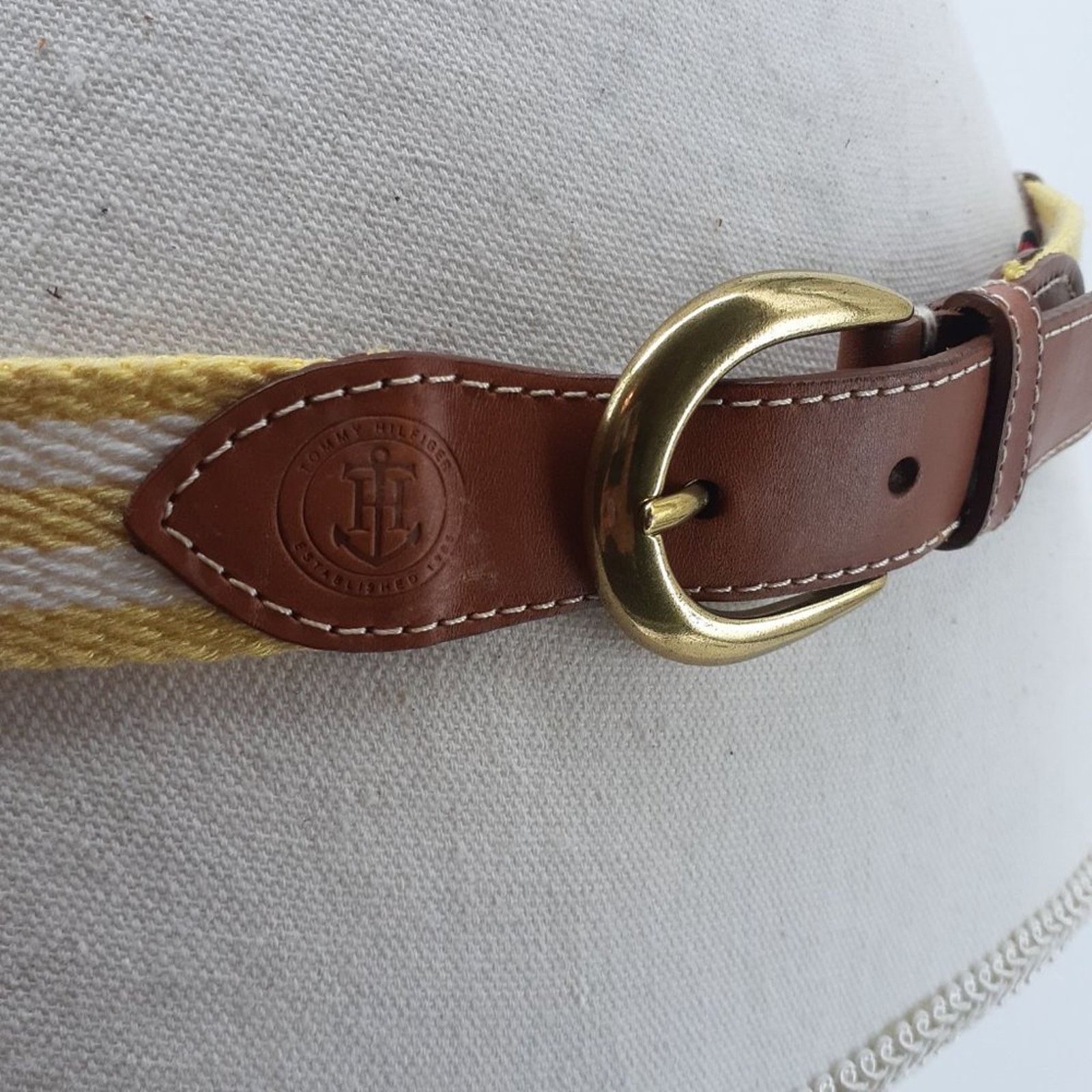 Tommy Hilfiger Tommy Hilfiger Striped Hub Yellow White Brown Leather Cotton Size ONE SIZE - 12 Thumbnail