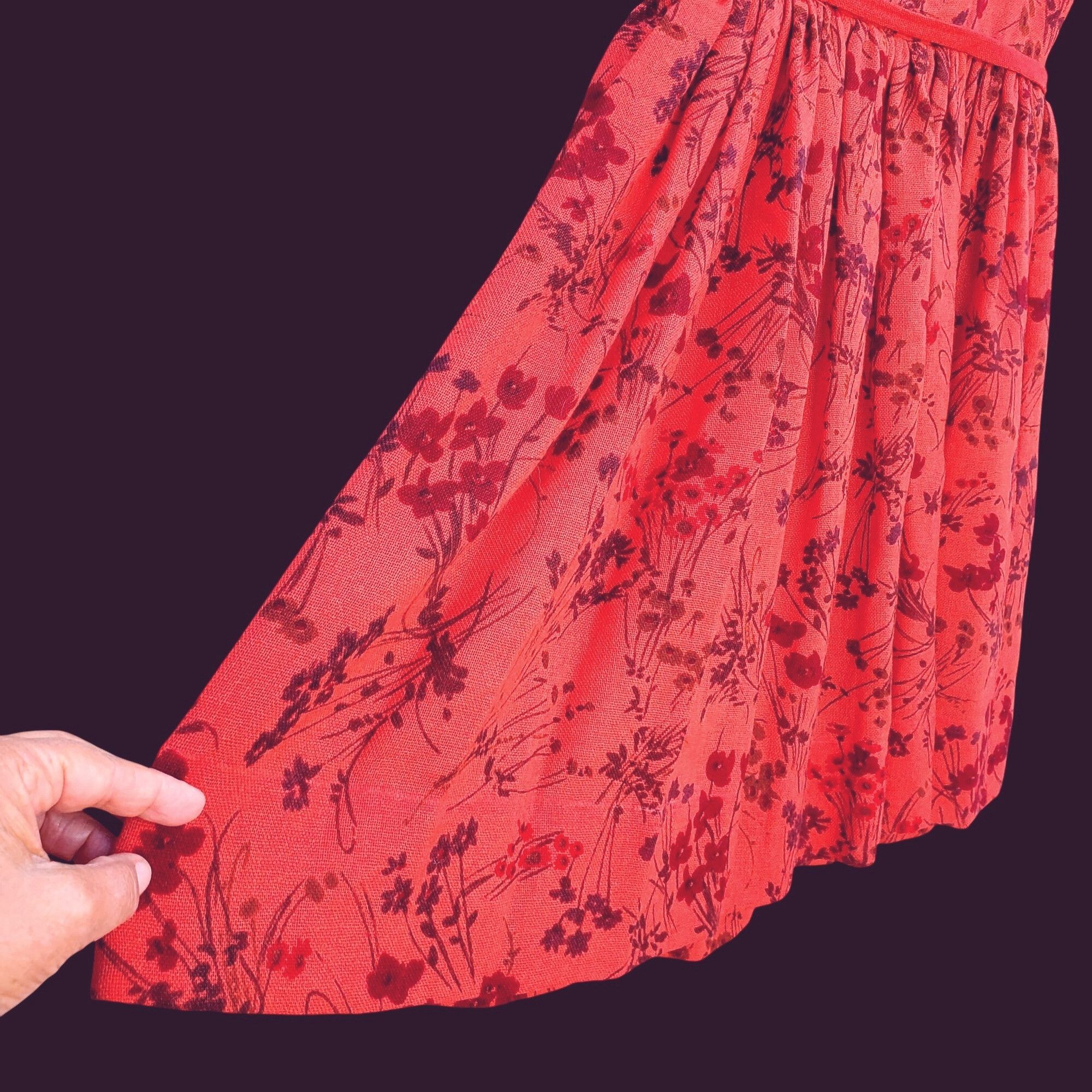 Vintage Vintage Lanz Dress 60s Fit and Flare XS Red Floral Wool Line Size XS / US 0-2 / IT 36-38 - 6 Thumbnail