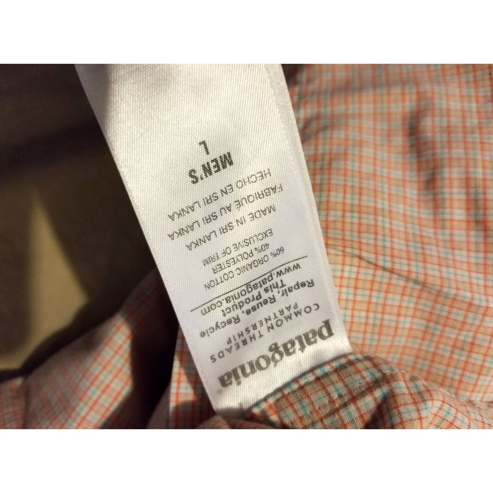Patagonia Mens Patagonia Shirt L Large Orange Blue Button Size 42R - 5 Thumbnail
