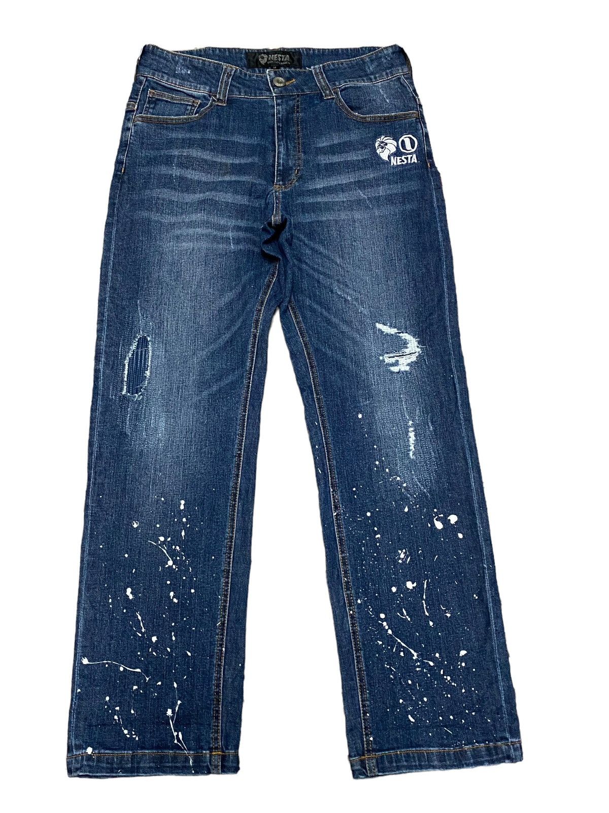 Japanese Brand Nesta painted distressed jeans Size US 32 / EU 48 - 3 Thumbnail