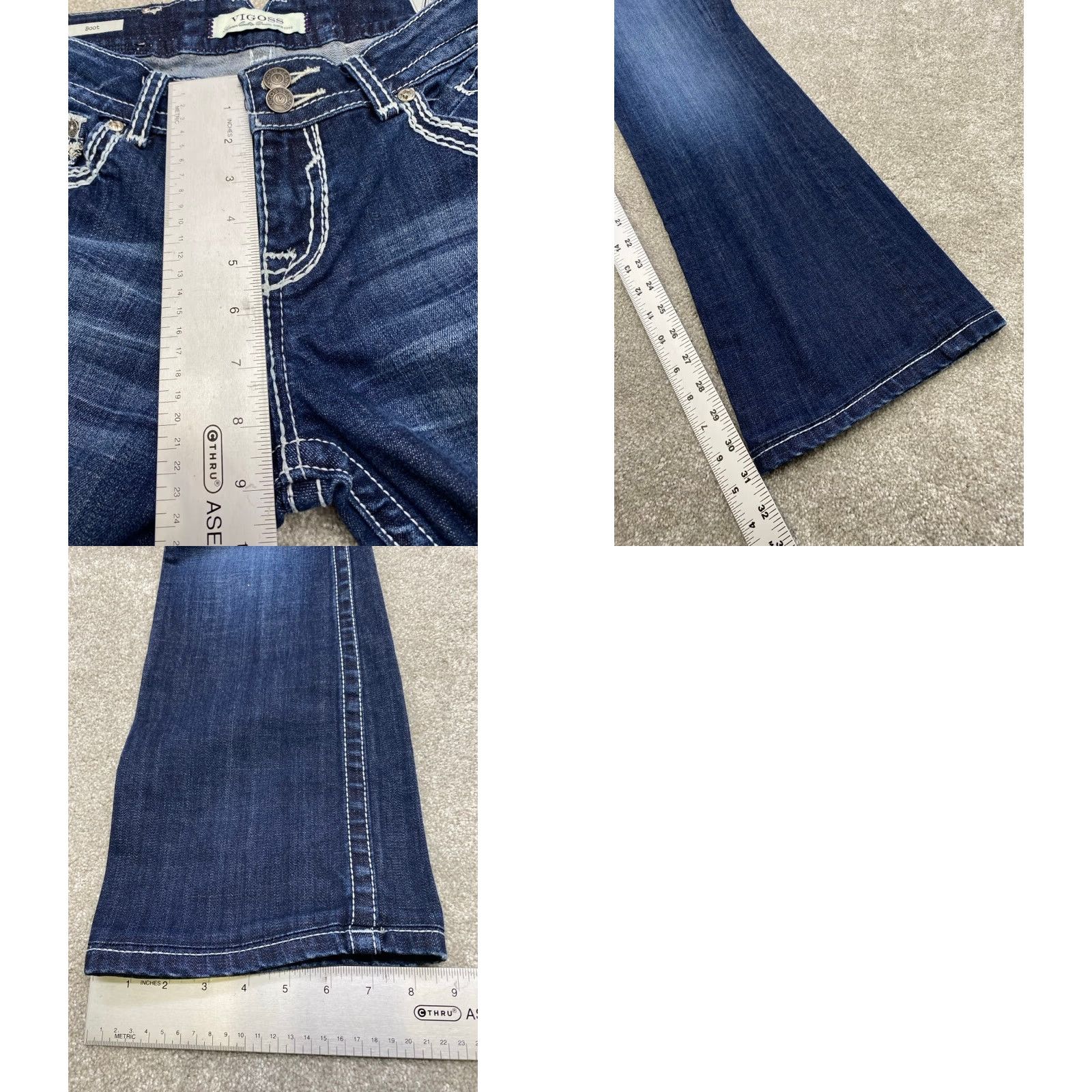 Vintage VIGOSS Jeans Women's Size 9 Blue Denim Bootcut Embroidered Whiskers 4461 Size 30" / US 8 / IT 44 - 9 Thumbnail