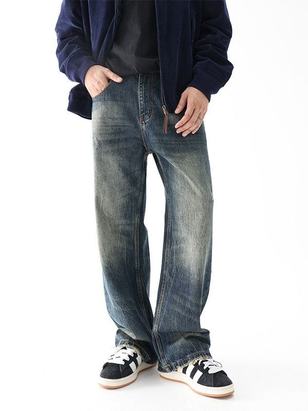 Japanese Brand Street retro men's distressed vibe flared loose jeans Size US 32 / EU 48 - 1 Thumbnail