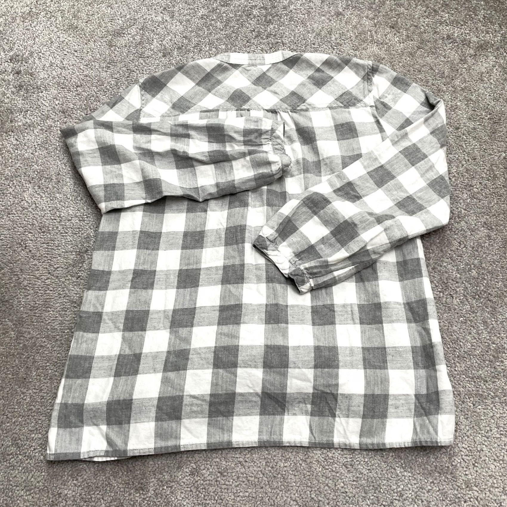 J.Crew J.CREW Blouse Shirt Casual Womens XS Gray Check Button Up Ruffle Bib Lace Bow 100% Cotton Size XS / US 0-2 / IT 36-38 - 2 Thumbnail
