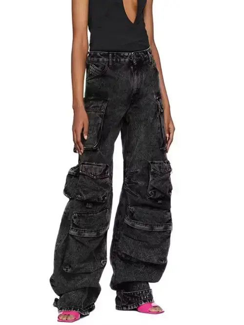 Other High Waist Patchwork Pockets Solid Minimalist Denim Trousers Size US 27 - 2 Thumbnail