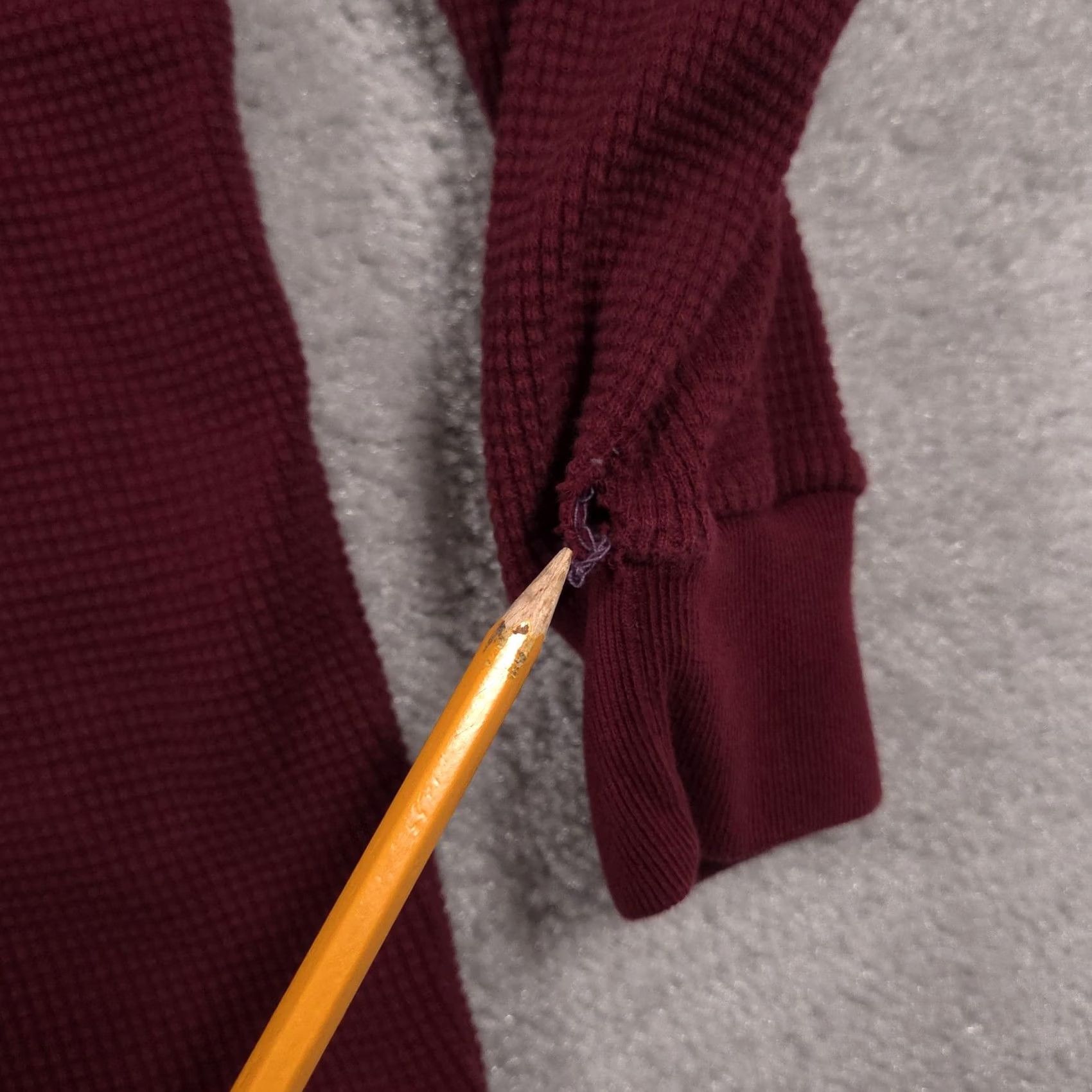 Rails VIA AMERICA TRAILS Polo Shirt Mens Large Maroon Long Sleeve Waffle Knit Thermal Polo Shirt Mens L Maroon Size US L / EU 52-54 / 3 - 6 Thumbnail