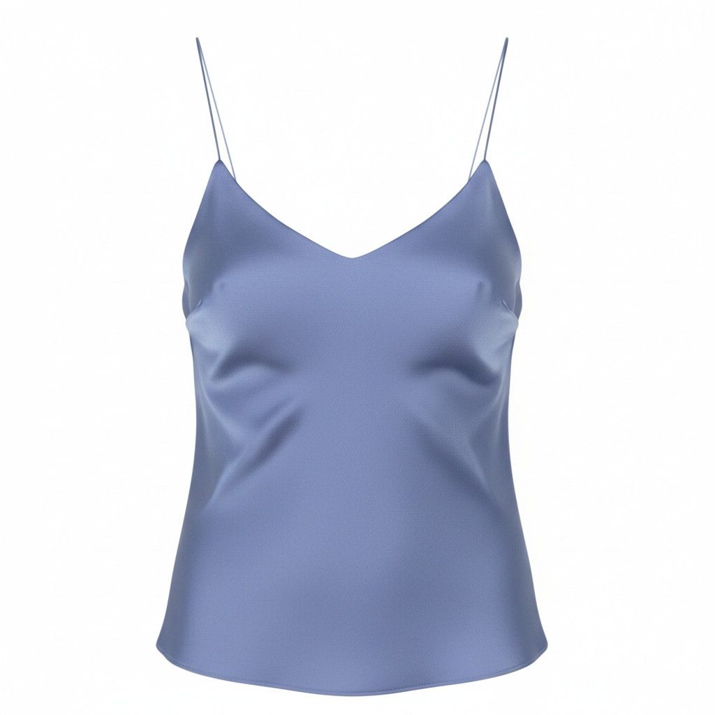 Max Mara EU38 Blue Spaghetti Strap Shiny Blouse 88801 Size M / US 6-8 / IT 42-44 - 1 Thumbnail