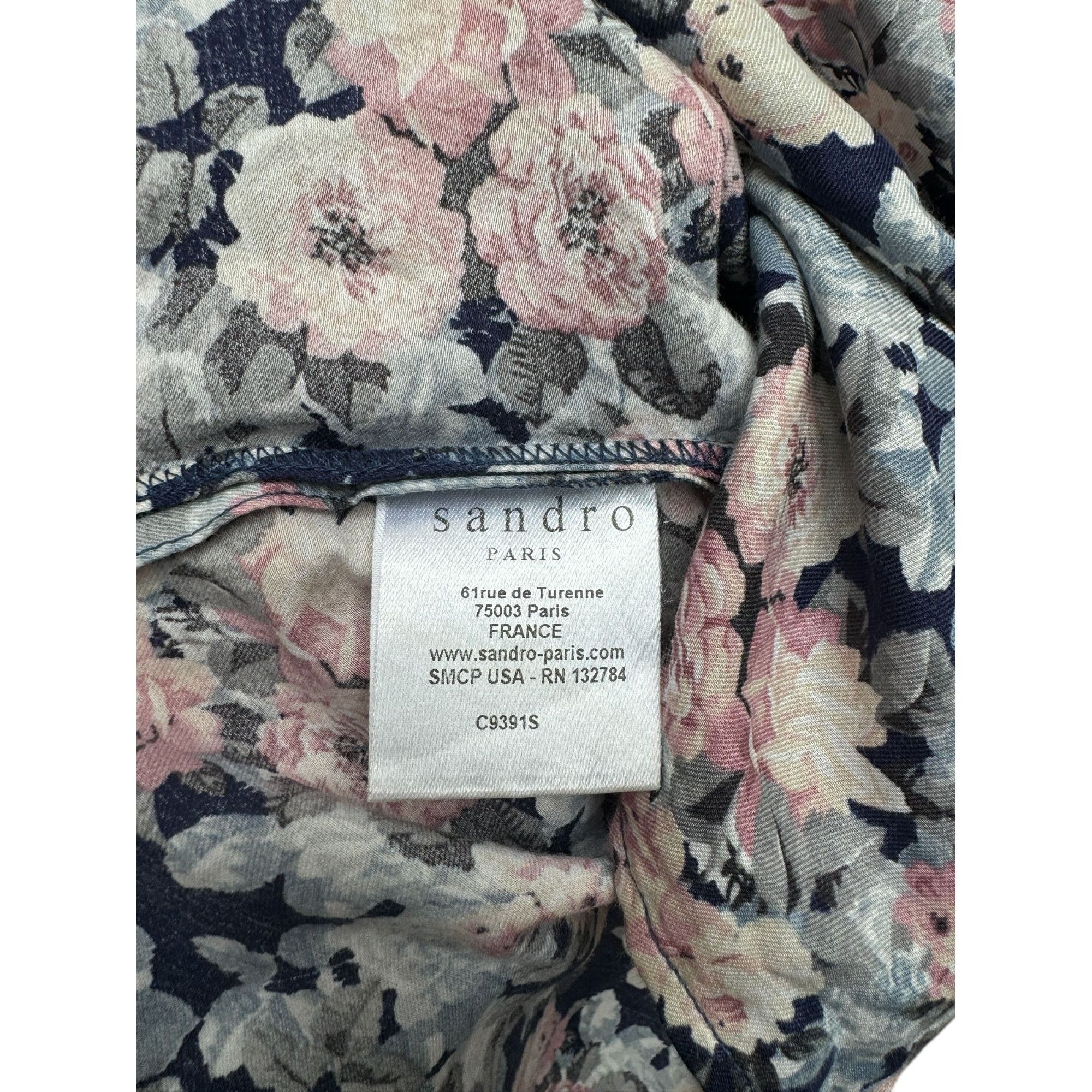 Sandro Silk Blend Floral Shirt Size US XS / EU 42 / 0 - 4 Thumbnail