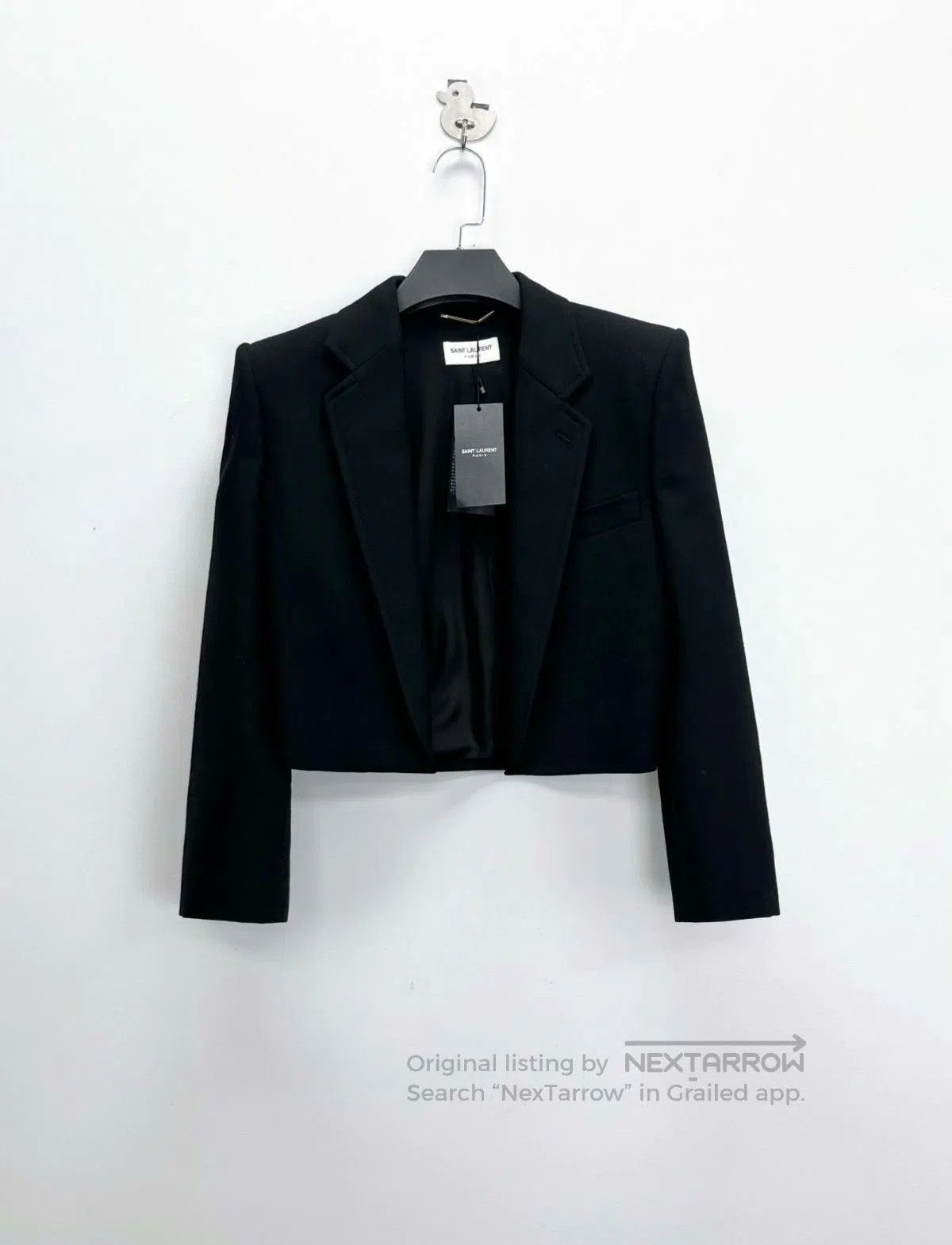 Saint Laurent Paris Saint Laurent Black Cropped Wool Blazer. Size XXS / US 00 / IT 34 - 1 Thumbnail