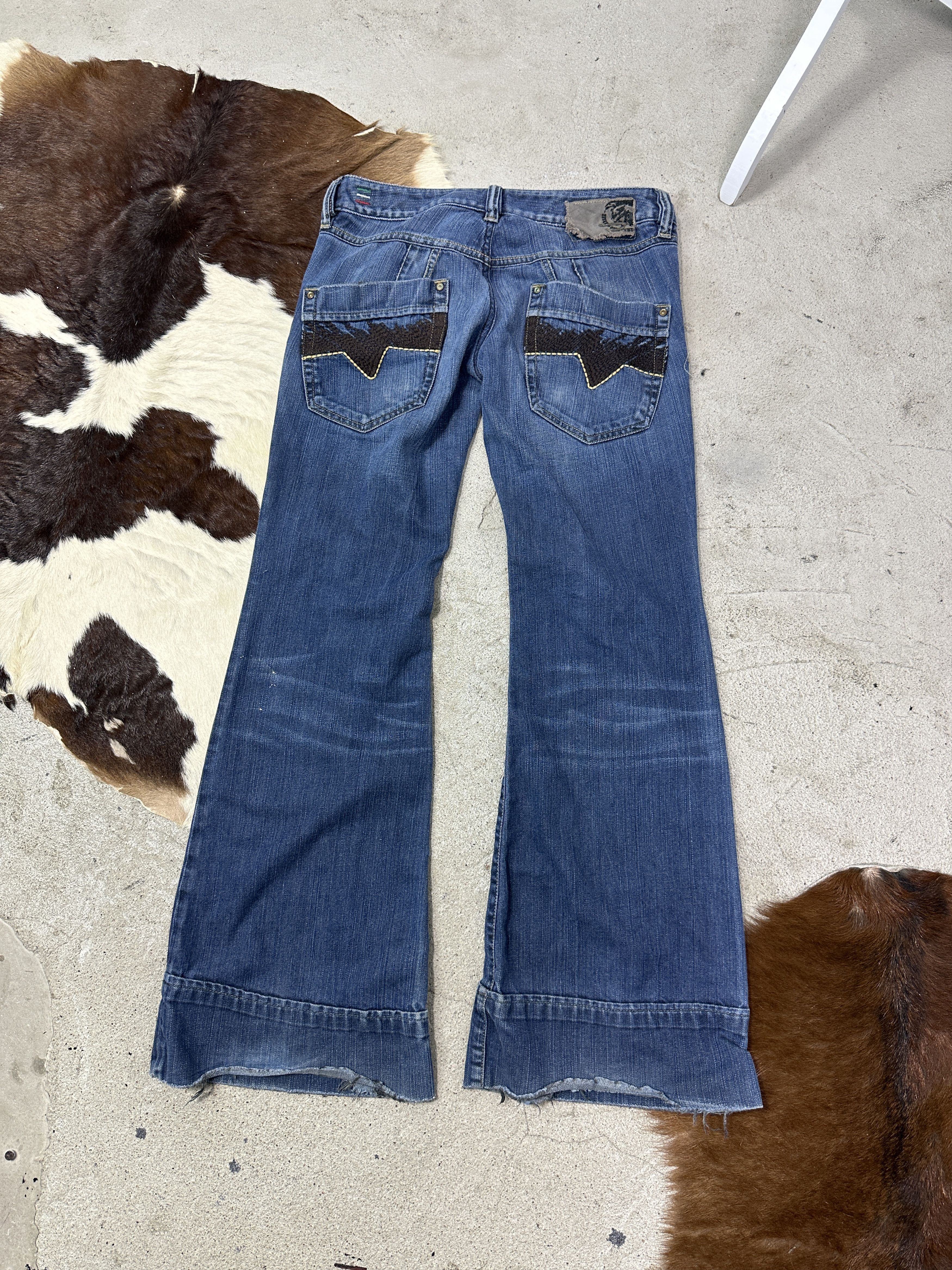 Diesel Vintage Denim Streetwear Diesel Low Waist Flared Jeans 00s Size US 33 - 2 Thumbnail