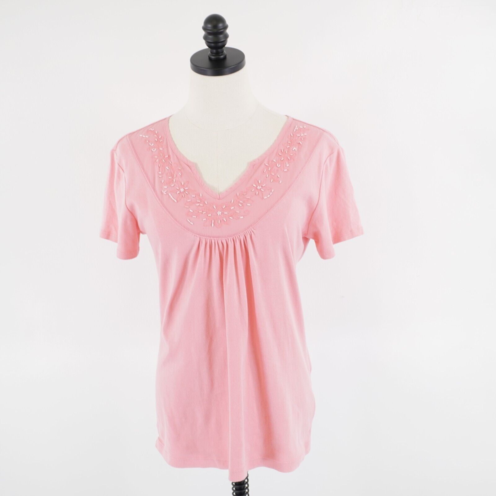 Nicole Miller Nicole Miller Nicki Medium Pink Rhinestone Embroidered V-Nec Size M / US 6-8 / IT 42-44 - 1 Thumbnail