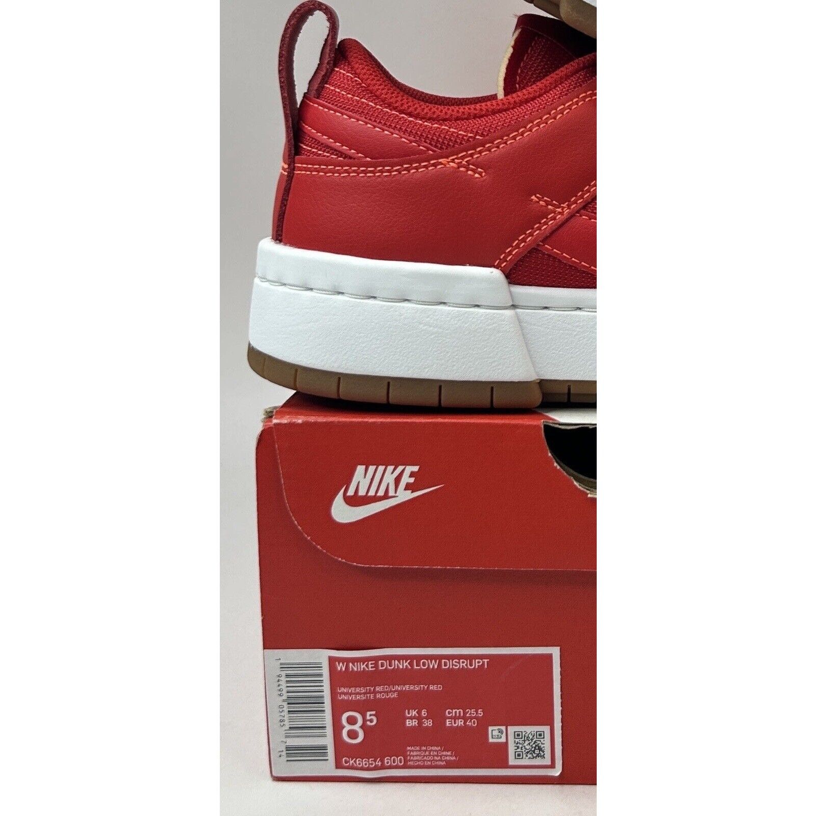 Nike Nike Wmns Dunk Low Disrupt “University Red Gum” 2023 Size US 8.5 / IT 38.5 - 5 Thumbnail