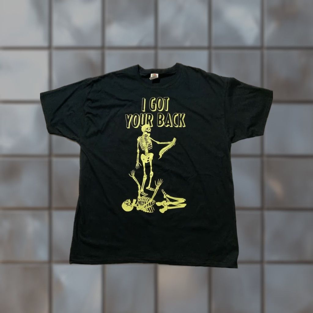 Fruit Of The Loom I Got Your Back Skeleton Skull Bones Horror Scary Halloween Black T-Shirt Sz.2XL Size US XXL / EU 58 / 5 - 1 Thumbnail
