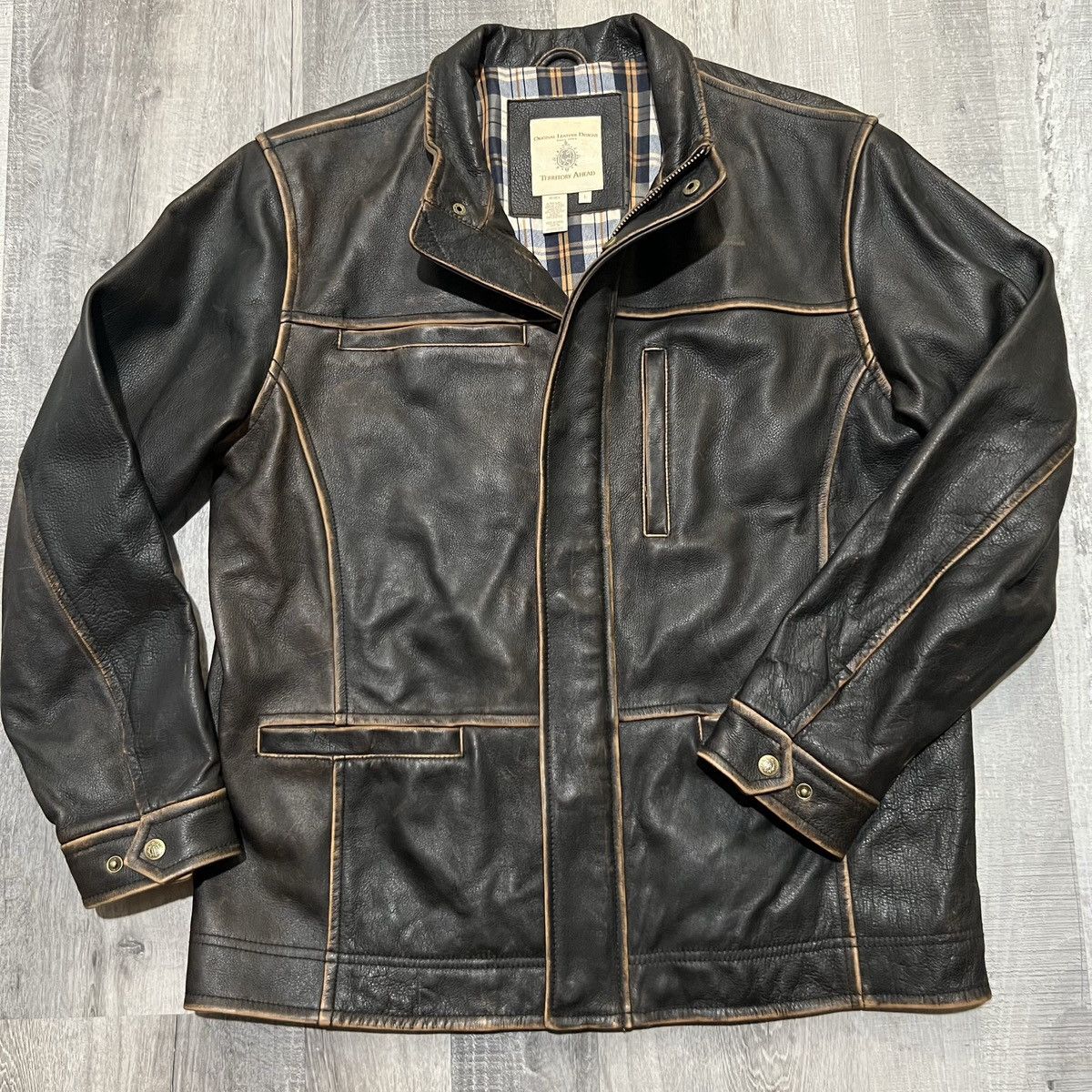 Veste En Cuir Noir Lourd Pour Homme The Territory Ahead - Taille L, Occasion Excellent état