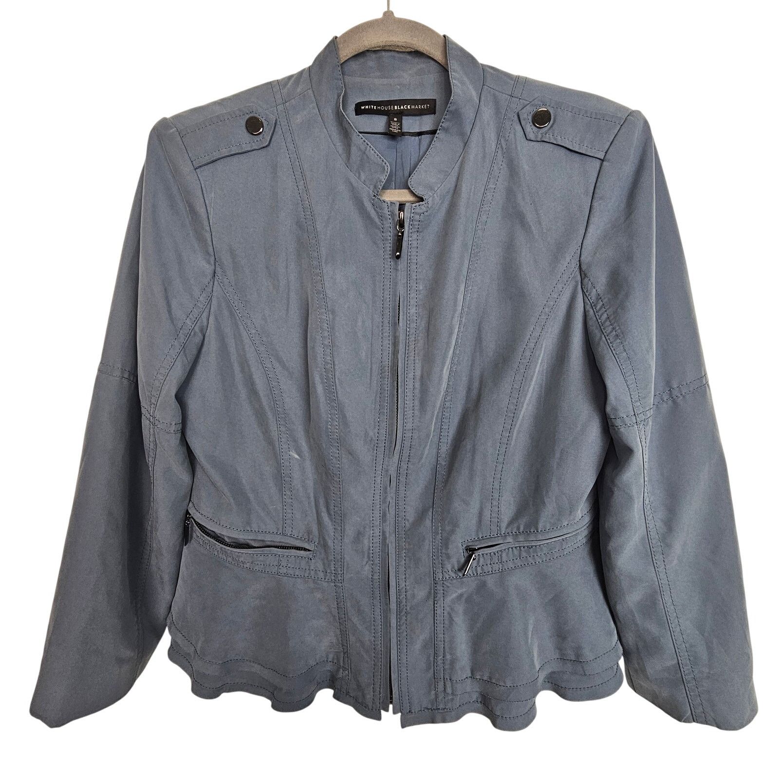 White House Black Market White House Black Market Peplum Full Zip Blazer Sz 8 Career Size M / US 6-8 / IT 42-44 - 1 Thumbnail