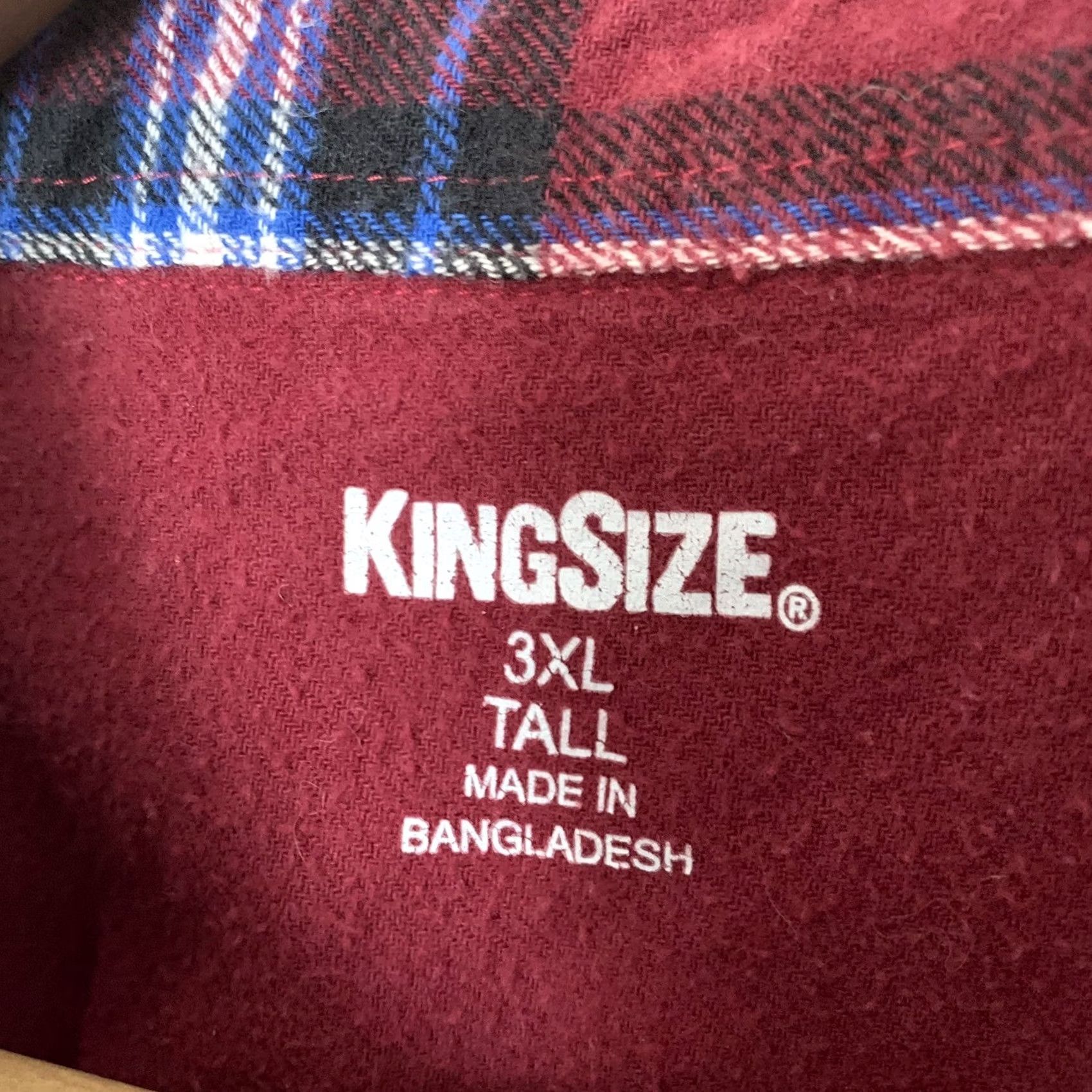 Vintage KING SIZE Flannel Shirt Mens 3XLT Tall Long Sleeve Button Front Red Plaid Size US XXL / EU 58 / 5 - 2 Thumbnail