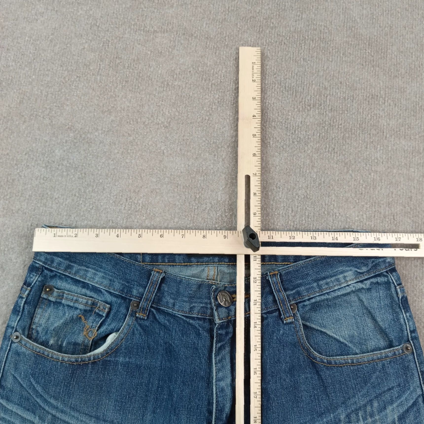 Denime Red Snap Jeans Mens Size 34x31 Blue Denim Casual Pockets Straight Leg Size US 34 / EU 50 - 4 Thumbnail