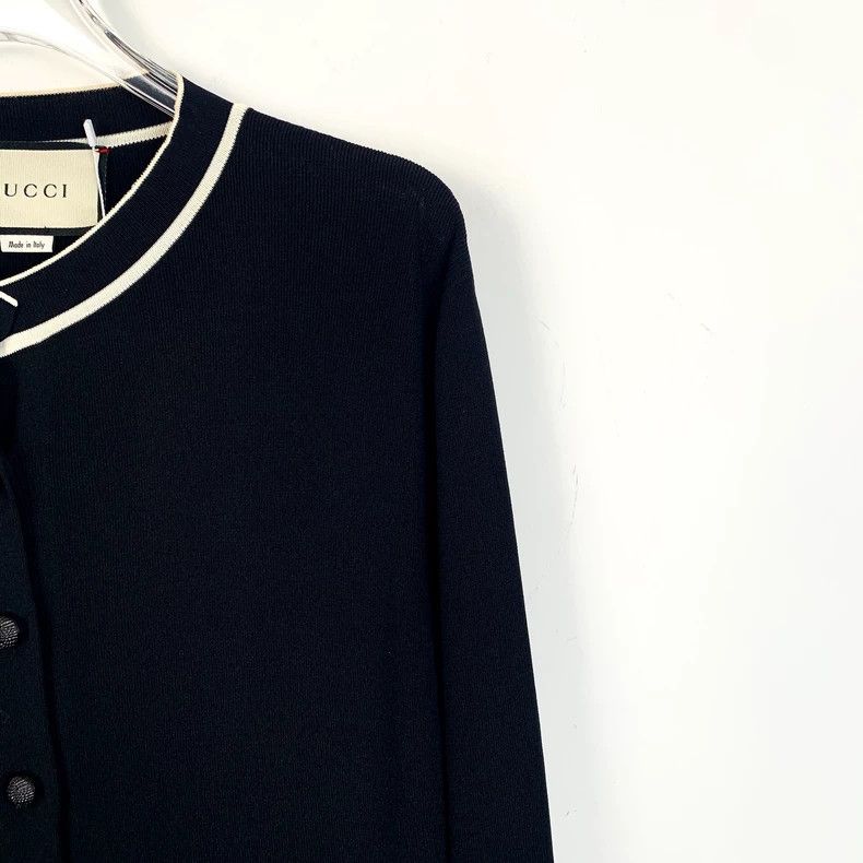 Gucci Gucci Black double G embroidered striped knitted cardigan j Size US XS / EU 42 / 0 - 3 Thumbnail