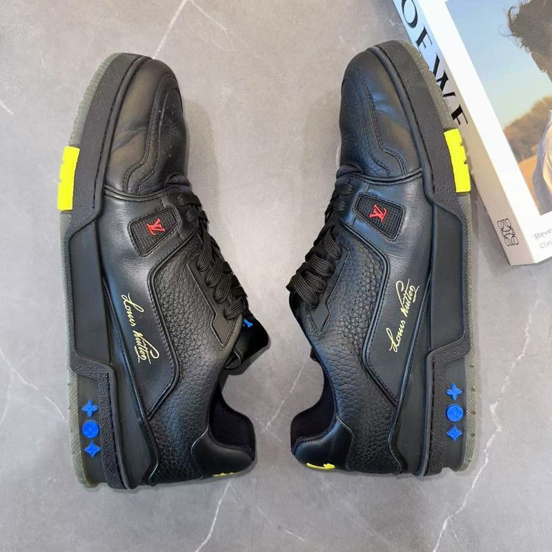 Louis Vuitton Louis Vuitton Black Trainer Leather Sneakers for Men -2508 Size US 10.5 / EU 43-44 - 4 Thumbnail
