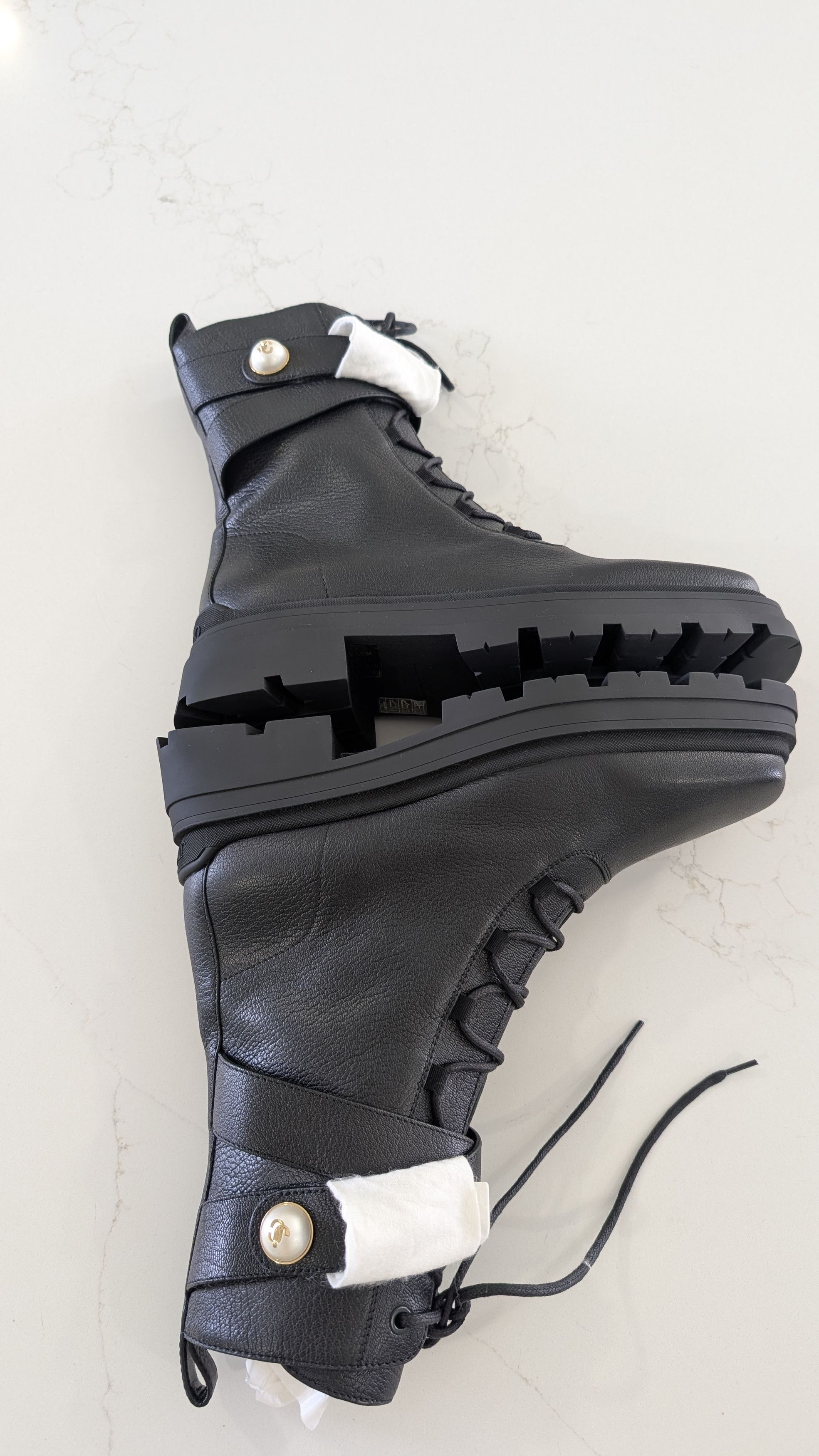 Jimmy Choo Jimmy Choo Noemi 45 Leather Pearl Combat Size 41.5 Boots Size US 11 / IT 41 - 13 Thumbnail