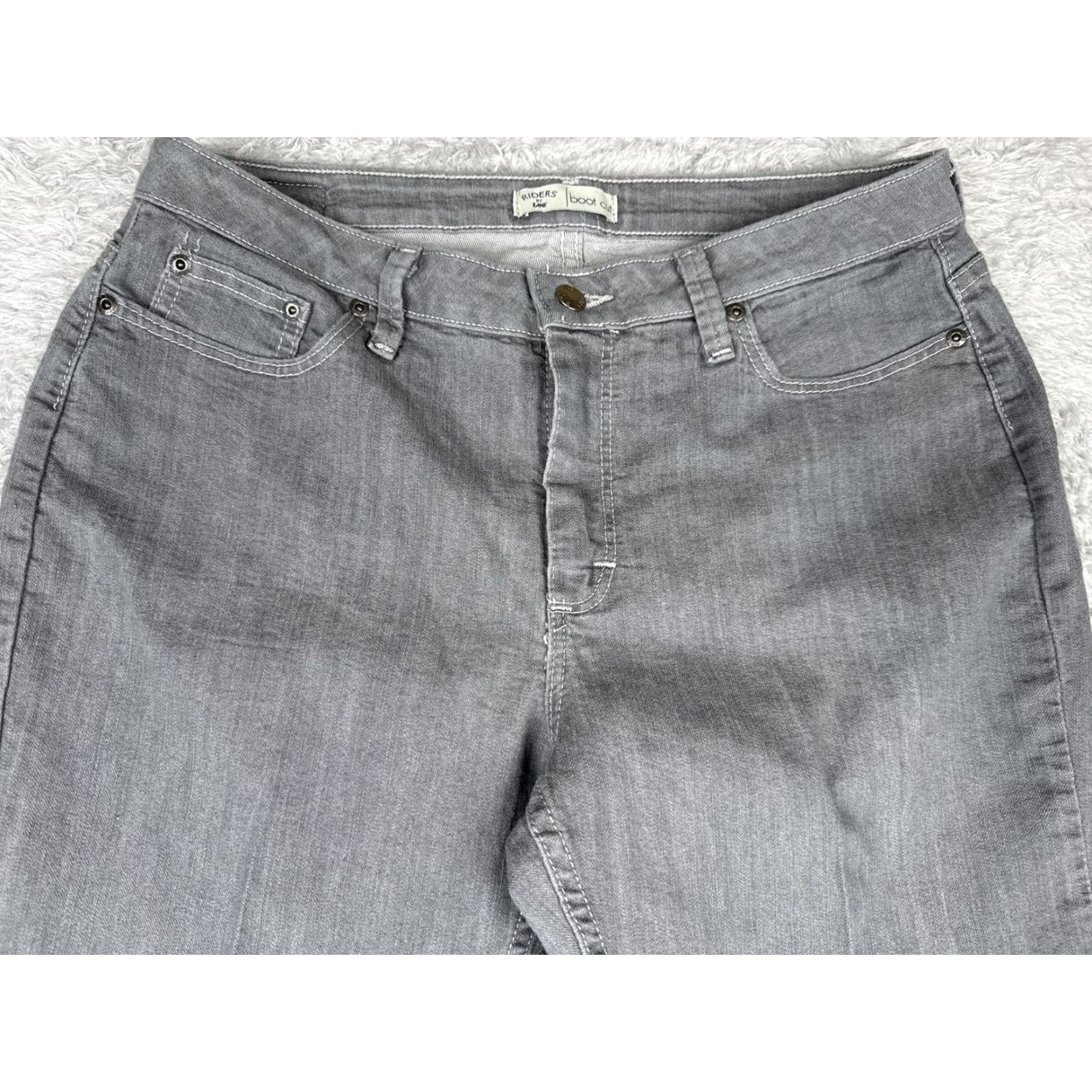 Lee Riders by Lee Bootcut Jeans Womens 12 Gray Medium Wash Mid Rise Stretch 32x30 Size 34" / US 12 / IT 48 - 4 Thumbnail