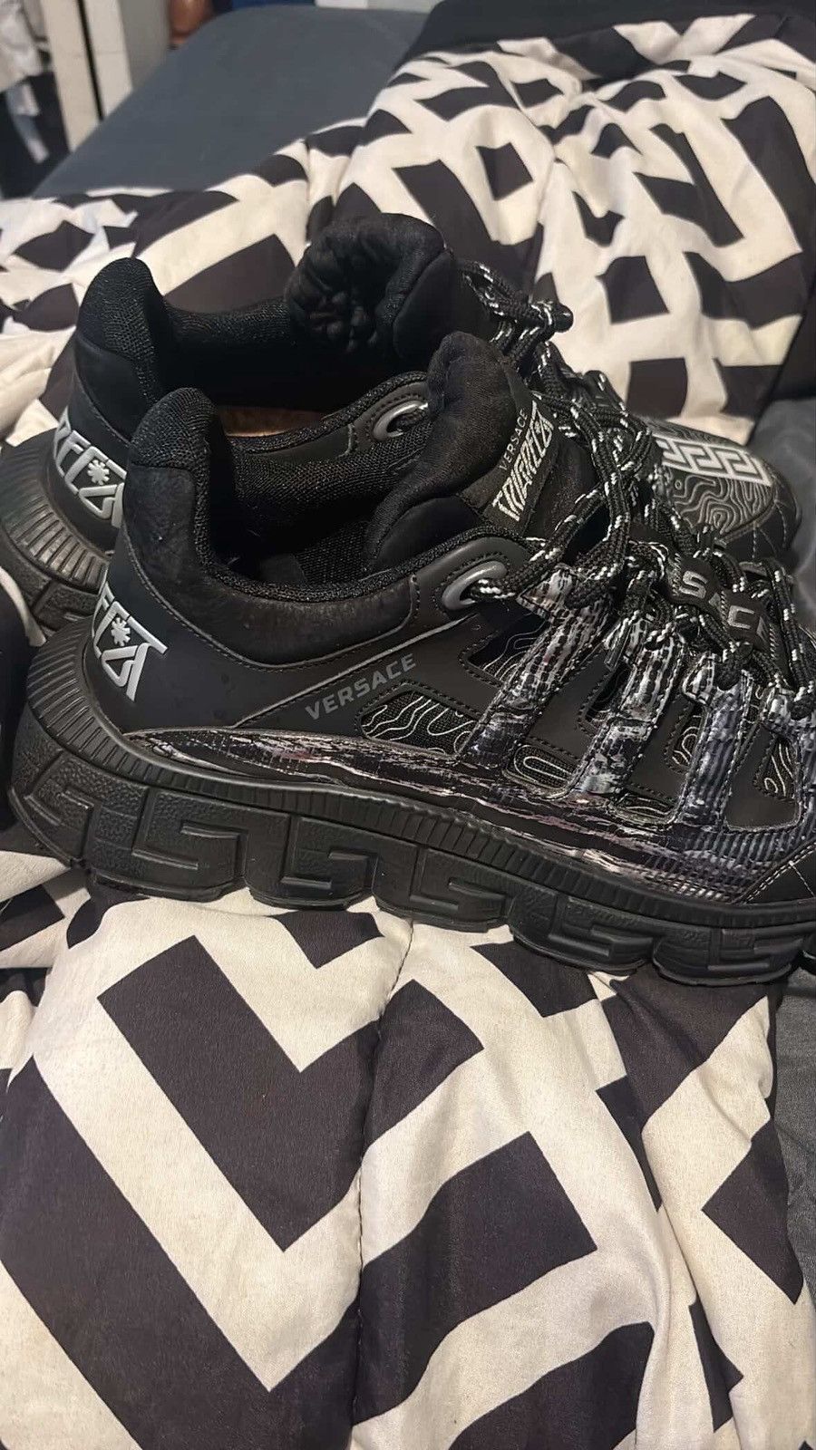 Versace Versace Trigreca black and silver low-top sneakers. Size US 11 / EU 44 - 6 Thumbnail
