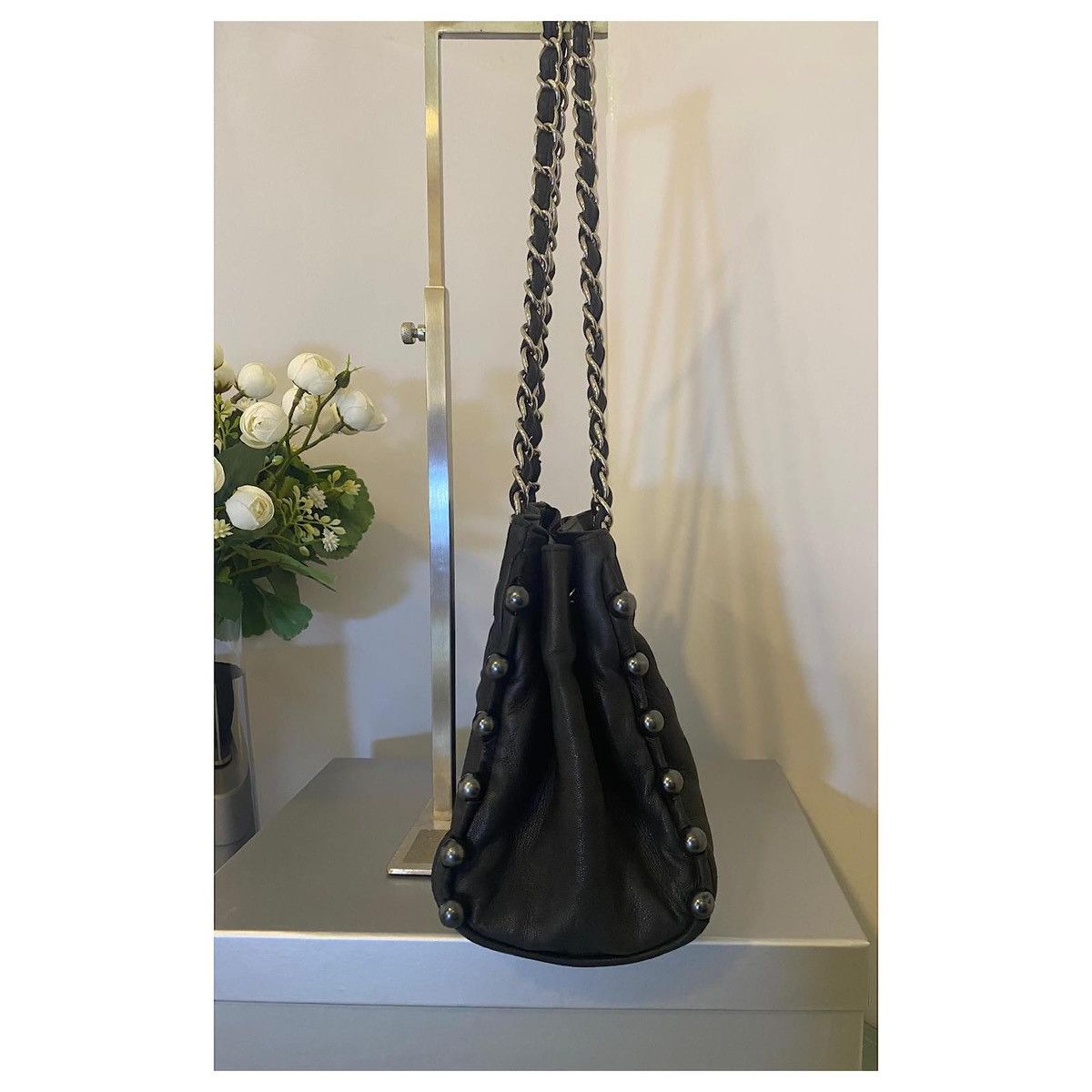 Chanel Chanel Small Black Soft Lambskin Leather Pearl Bag Size ONE SIZE - 4 Thumbnail