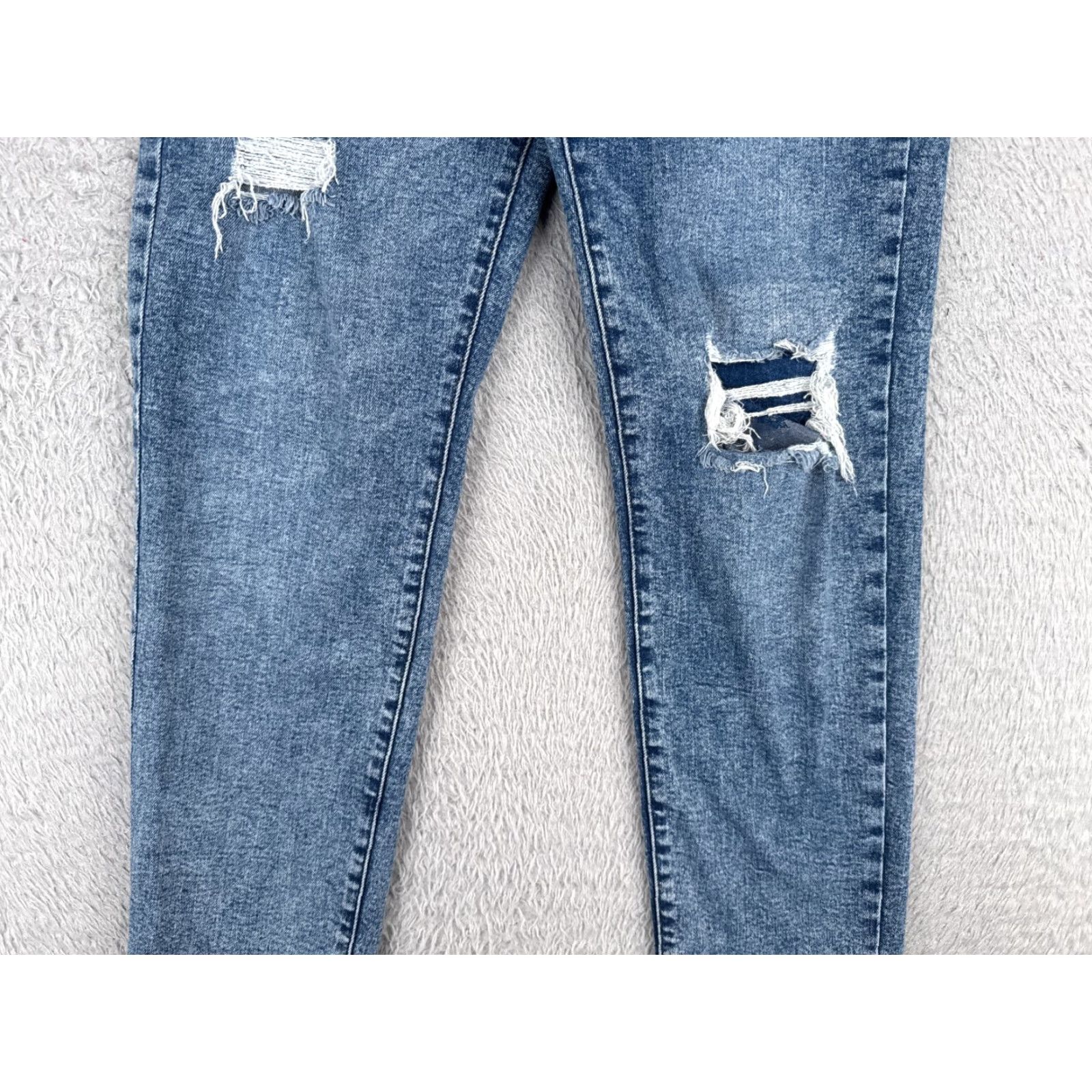 Vintage A.N.A Jeans Women’s 6 Blue Denim Straight Leg High Rise 26x25 Button Zip 5-Pocket Distressed Cotton Blend Jeans Womens (90s, American Designer Theme) Size 28" / US 6 / IT 42 - 3 Thumbnail