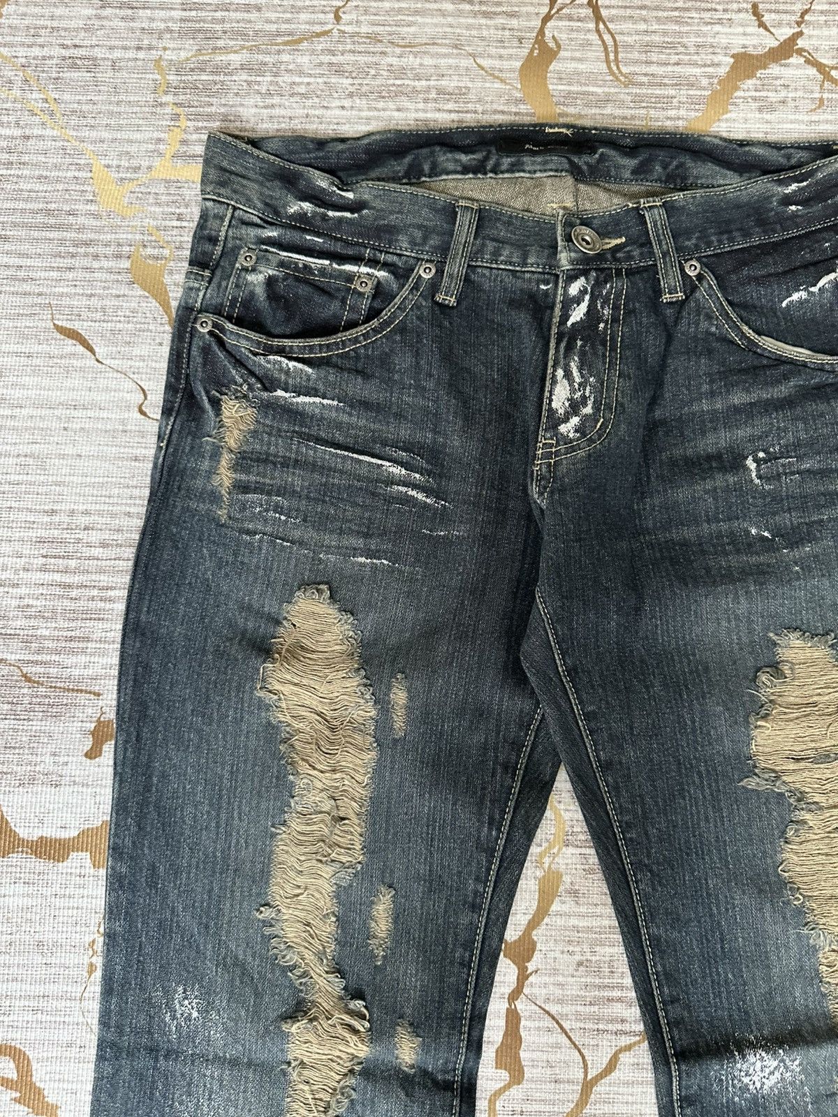 Japanese Brand FLARE Back Rush Splatter Distressed Denim Size US 32 / EU 48 - 8 Thumbnail