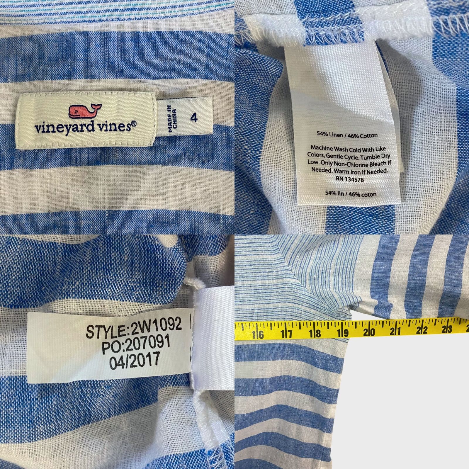 Vineyard Vines VINTAGE Vineyard Vines Striped Button-Up Shirt Women's Size 4 Blue Linen Long Sleeve Preppy Size S / US 4 / IT 40 - 8 Thumbnail