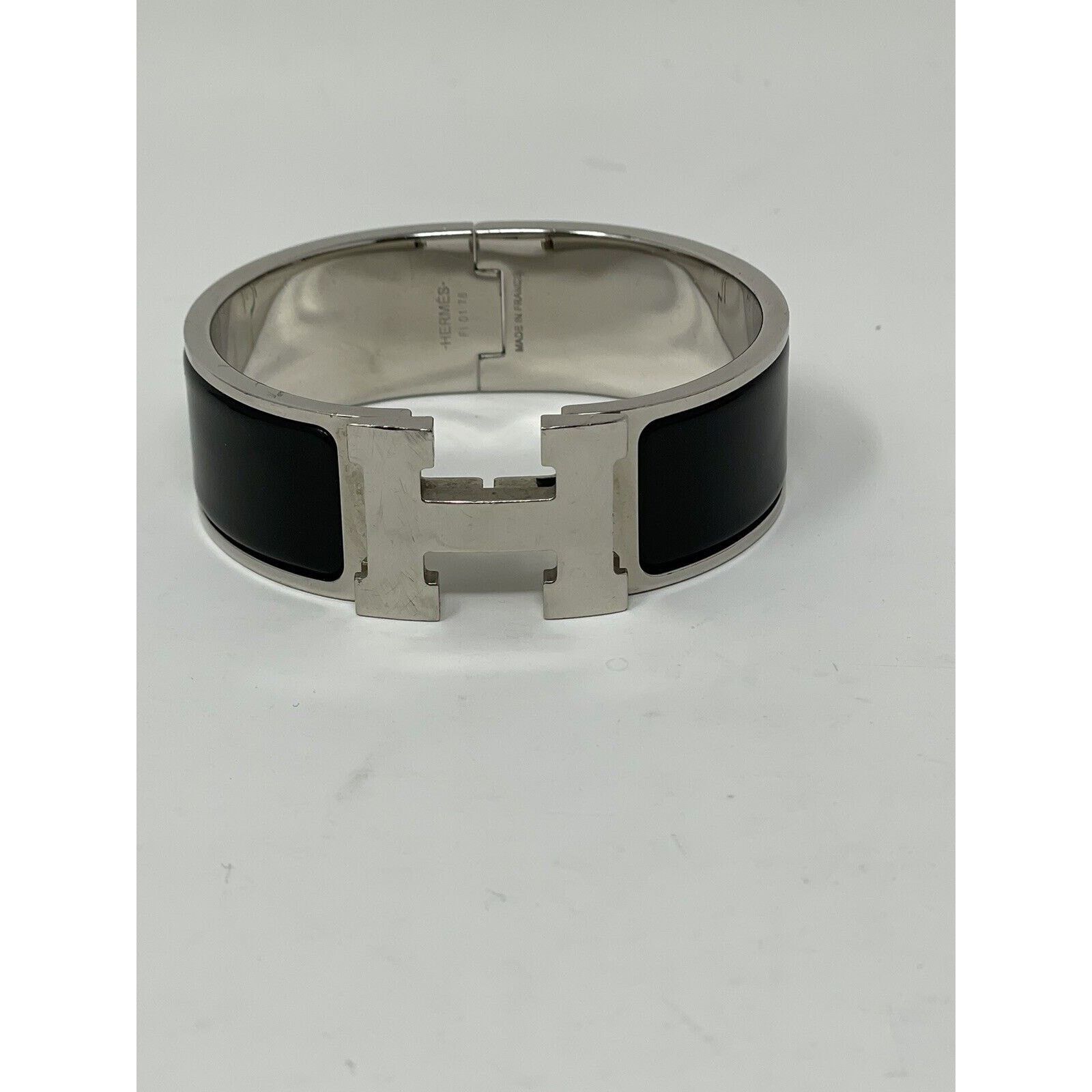 Hermes Hermes Clic Clac H Bracelet Black and Silver Size ONE SIZE - 3 Thumbnail