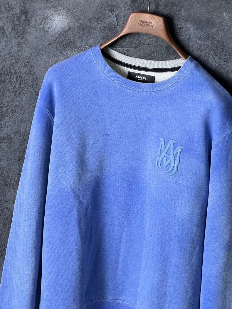 Amiri Amiri Blue logo embroidered cotton crewneck sweatshirt Size US M / EU 48-50 / 2 - 5 Thumbnail