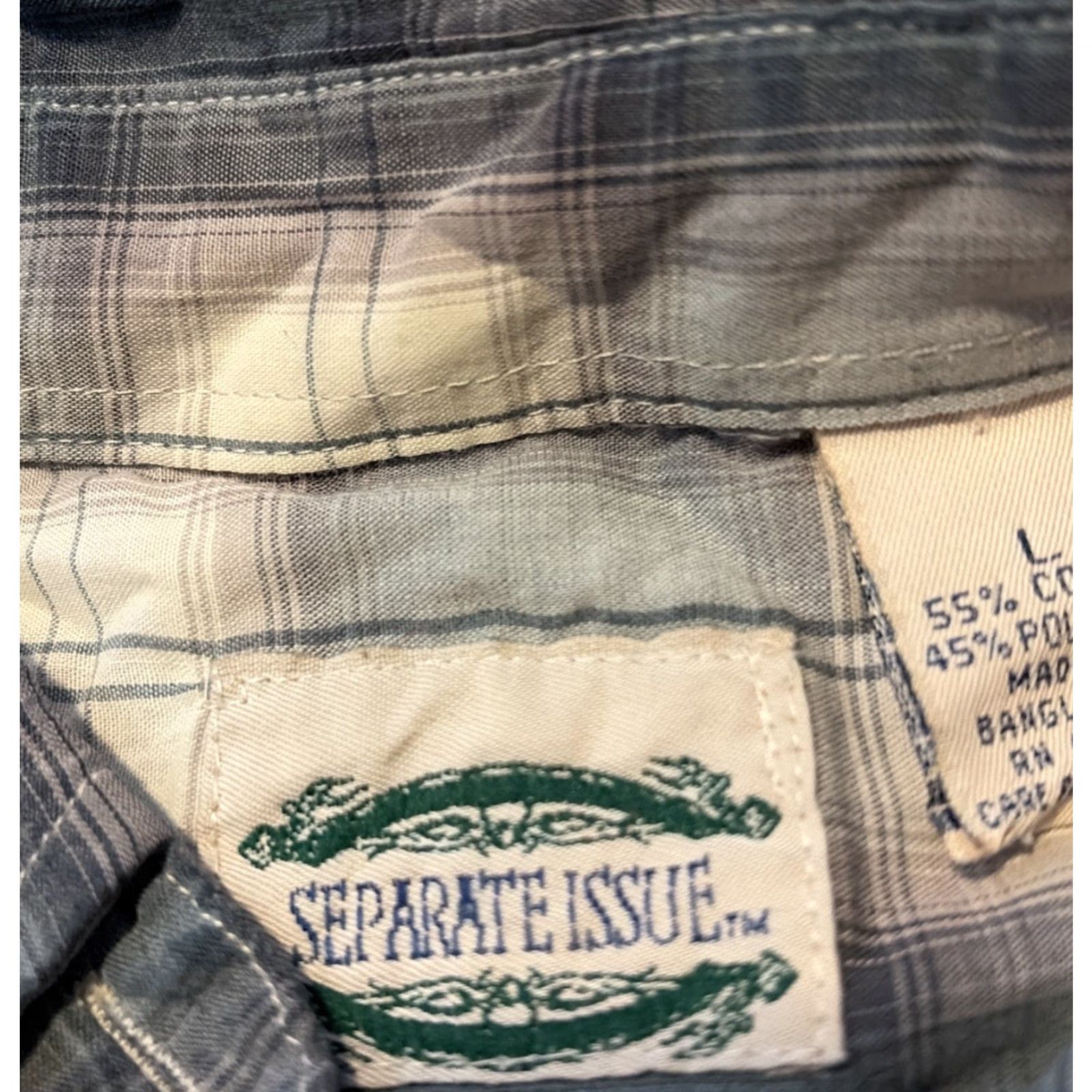Vintage VINTAGE 90s Green White Plaid Flannel Shirt Button-Down Separate Issue Men L Regular Long Sleeve Mens Size US L / EU 52-54 / 3 - 5 Thumbnail