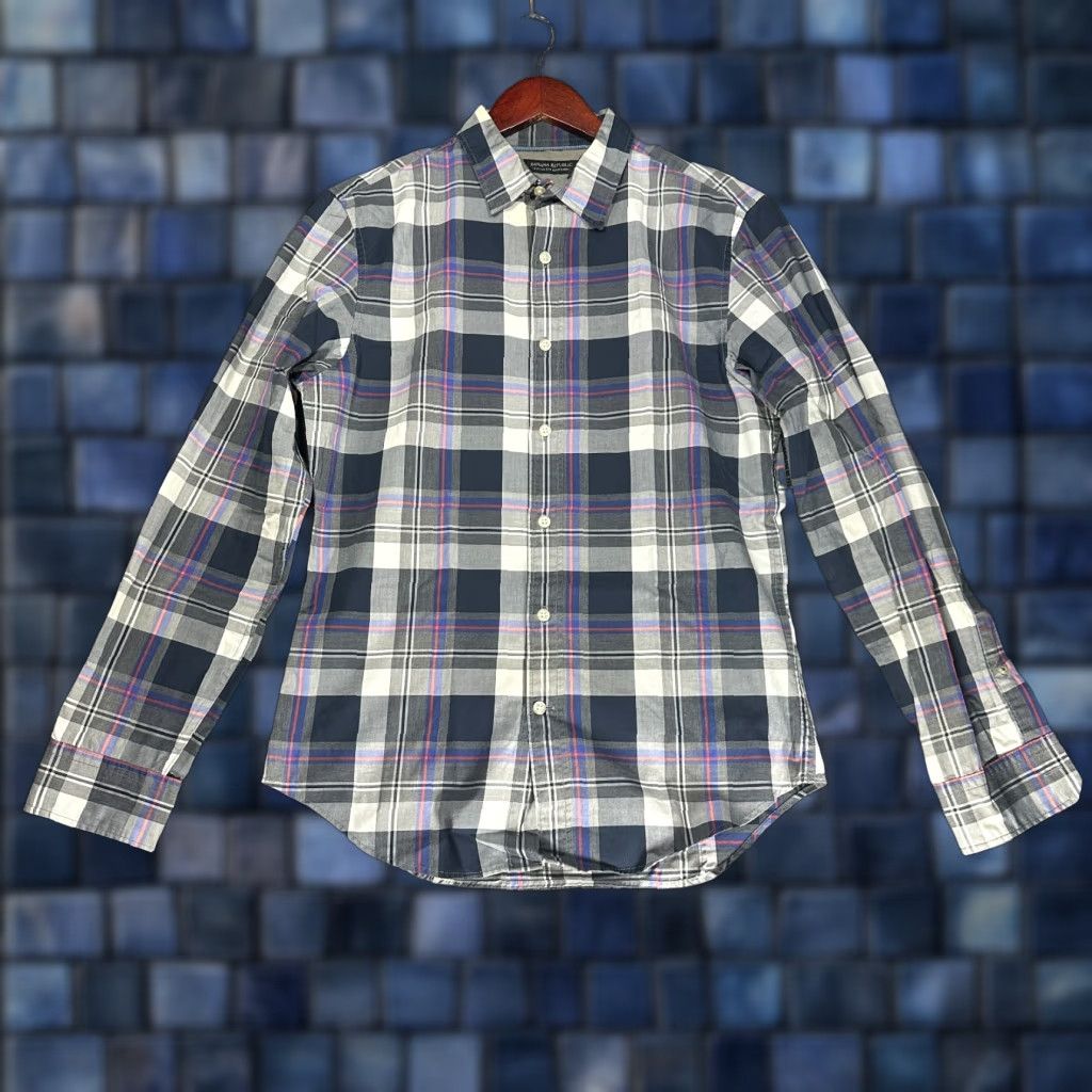 Banana Republic VINTAGE Banana Republic Shirt Mens S Grant Fit Custom Wash Gray Plaid Size US S / EU 44-46 / 1 - 1 Thumbnail