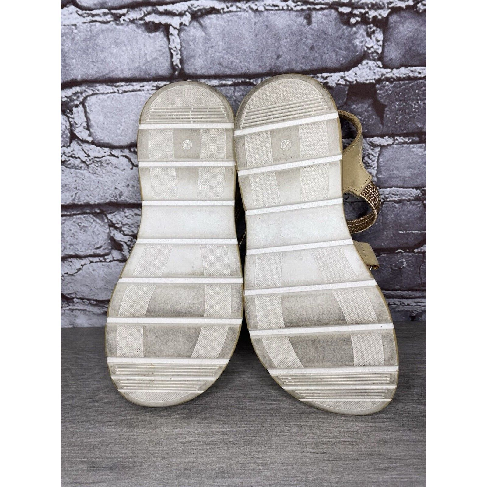 Other Fantasy Sandals Tan Nubuck Fabric Cross Strap Wedge Flex Sol Size US 8.5 / IT 38.5 - 7 Thumbnail
