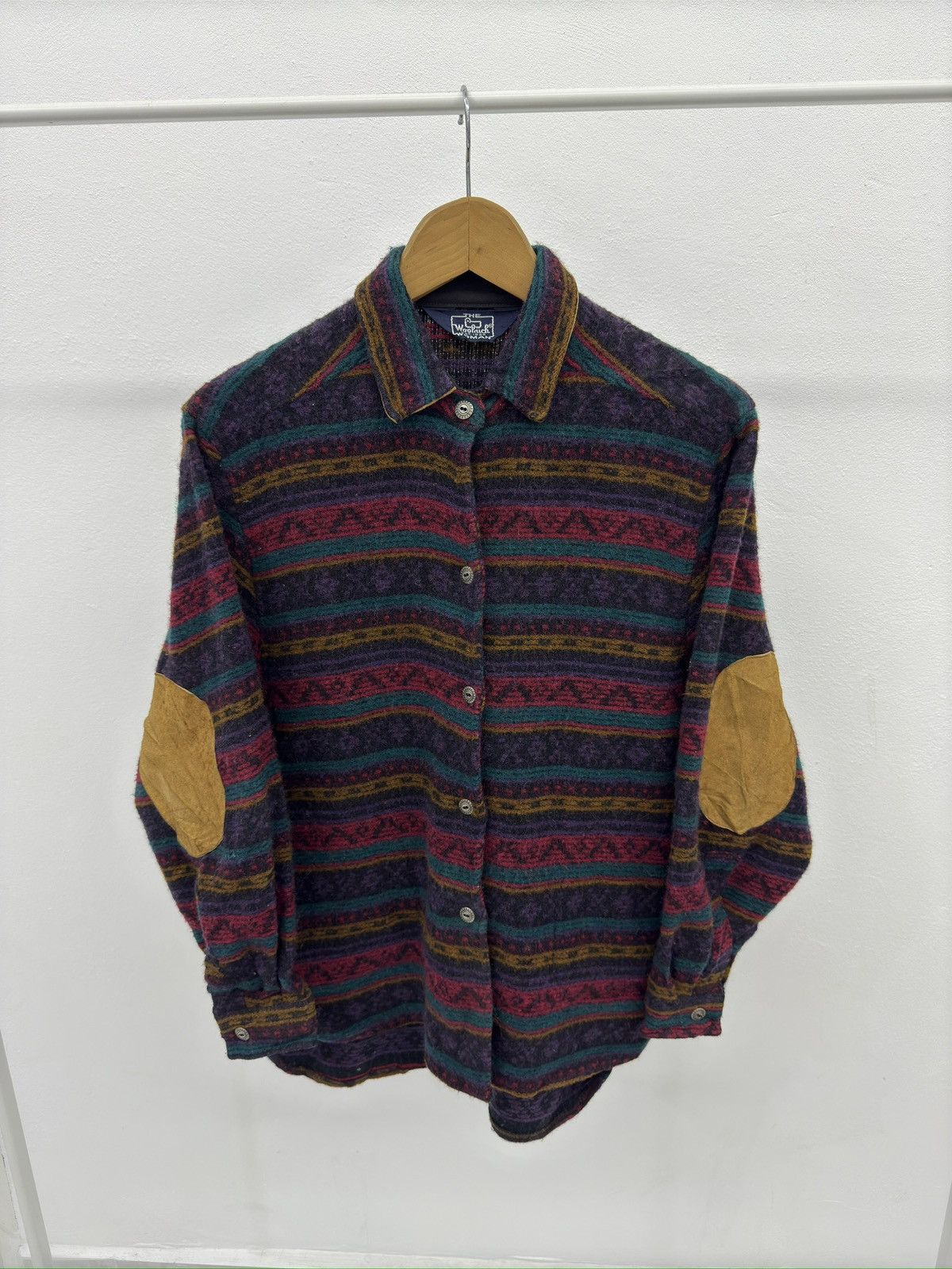 Woolrich Woolen Mills Vintage 70s - 80s WOOLRICH Knitted Wool Double Elbow Leather Size S / US 4 / IT 40 - 1 Thumbnail