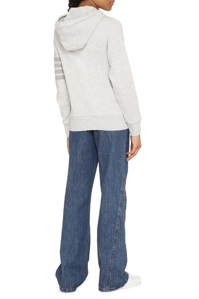 Thom Browne o1s22i1n0924 4-Bar Hoodie With Zipper in Grey Size S / US 4 / IT 40 - 4 Thumbnail